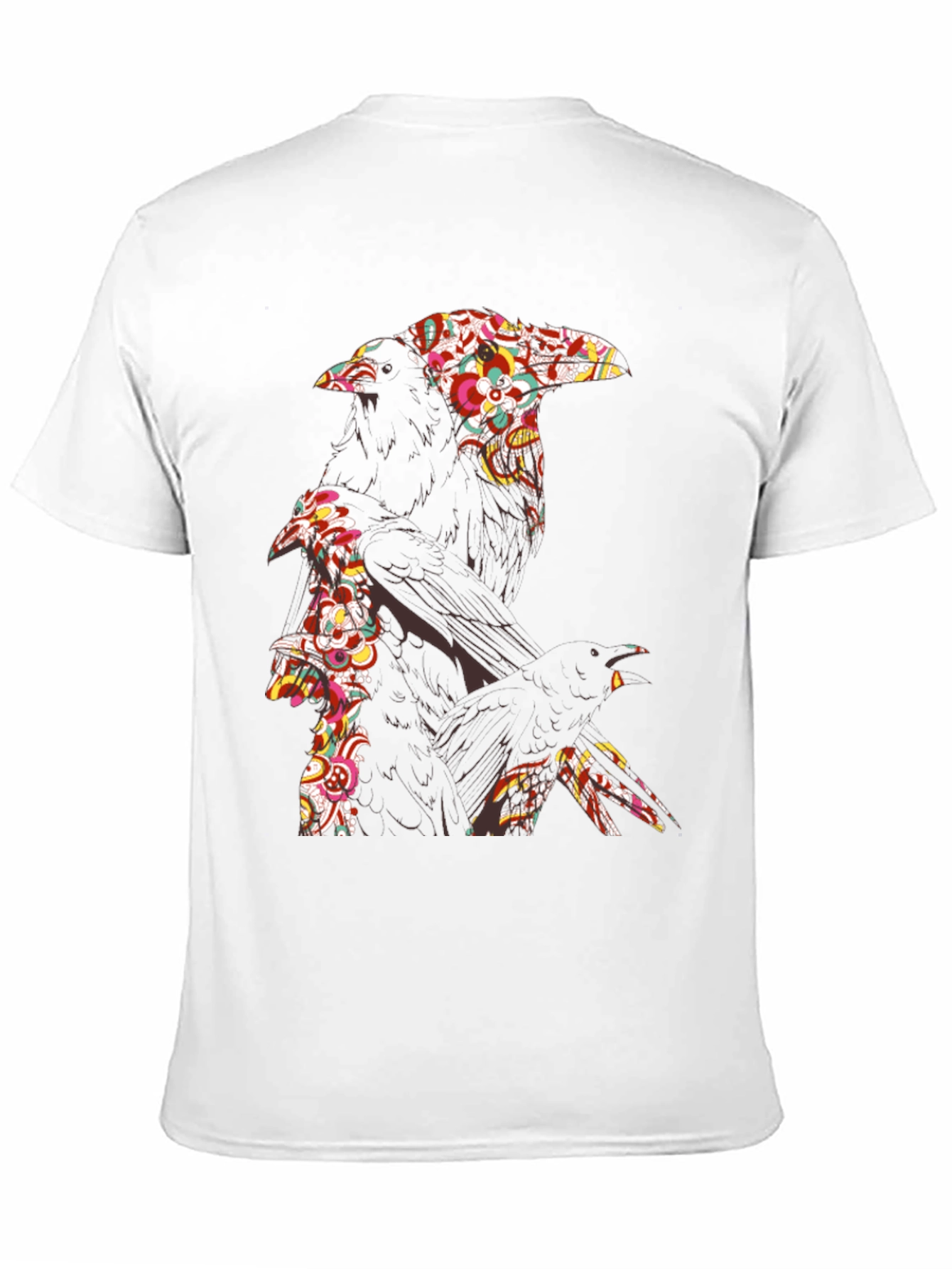 Floral Raven Graphic Tee - Cool Crow Design