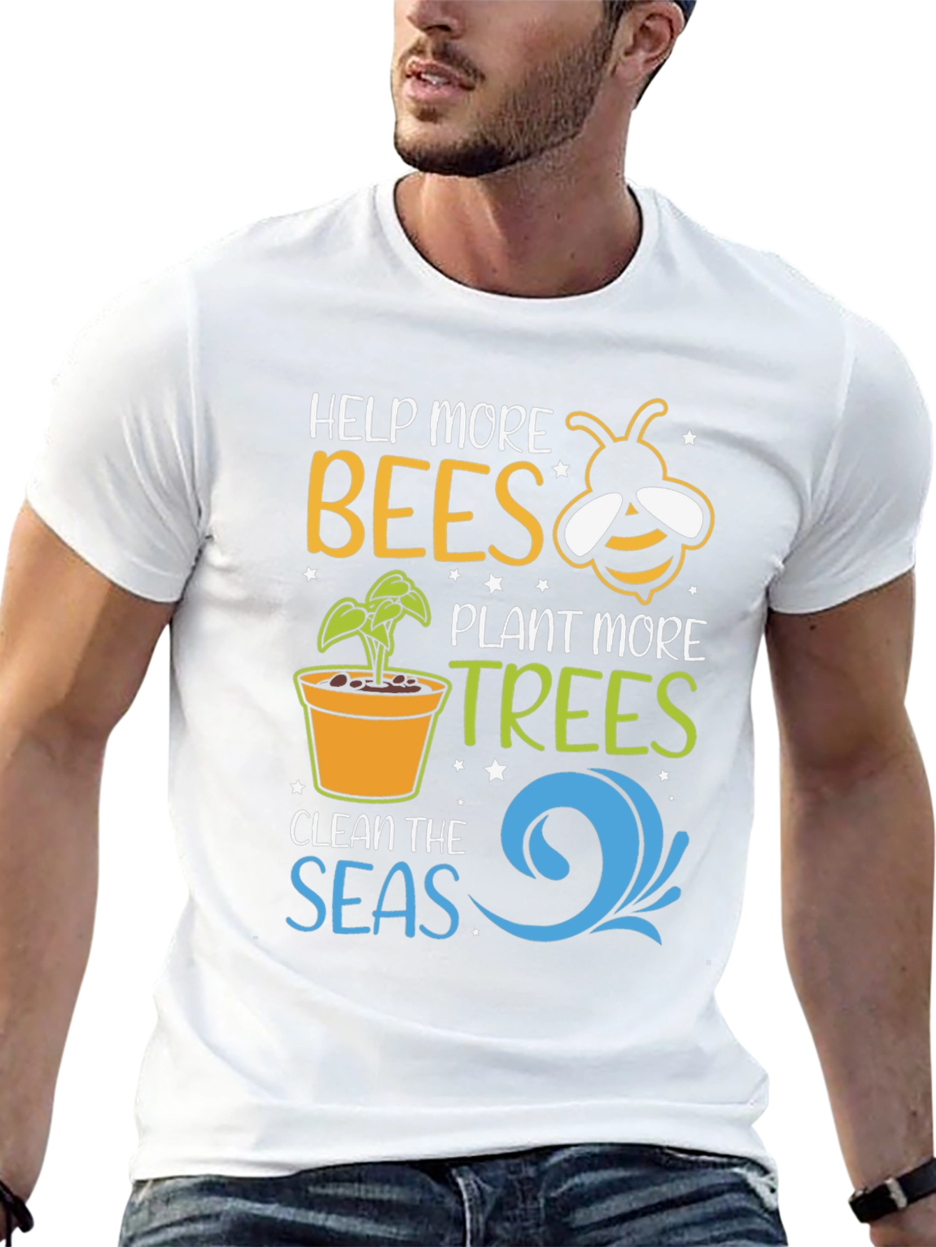 Help Bees Plant Trees Black T-Shirt