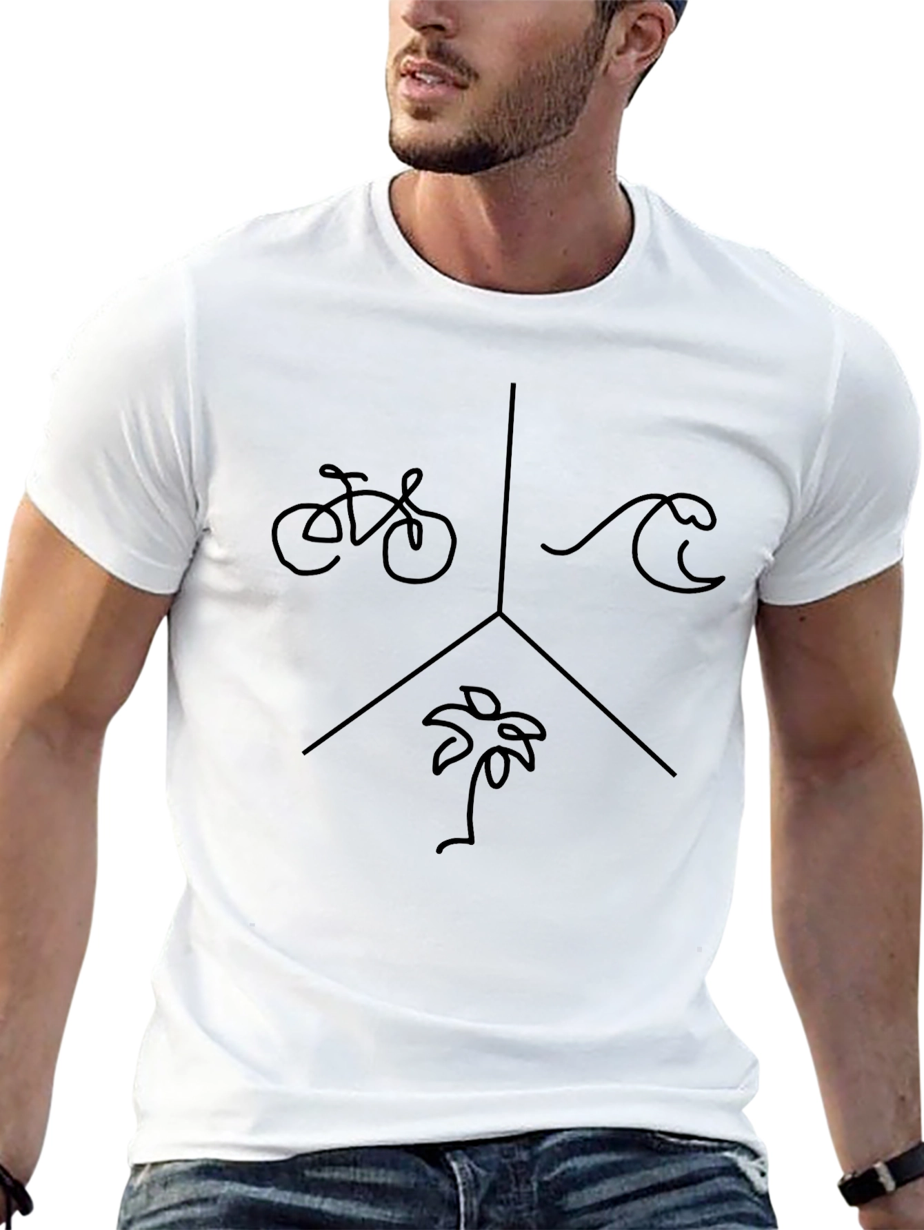 Bike Wave Palm Tree Graphic Tee - Black