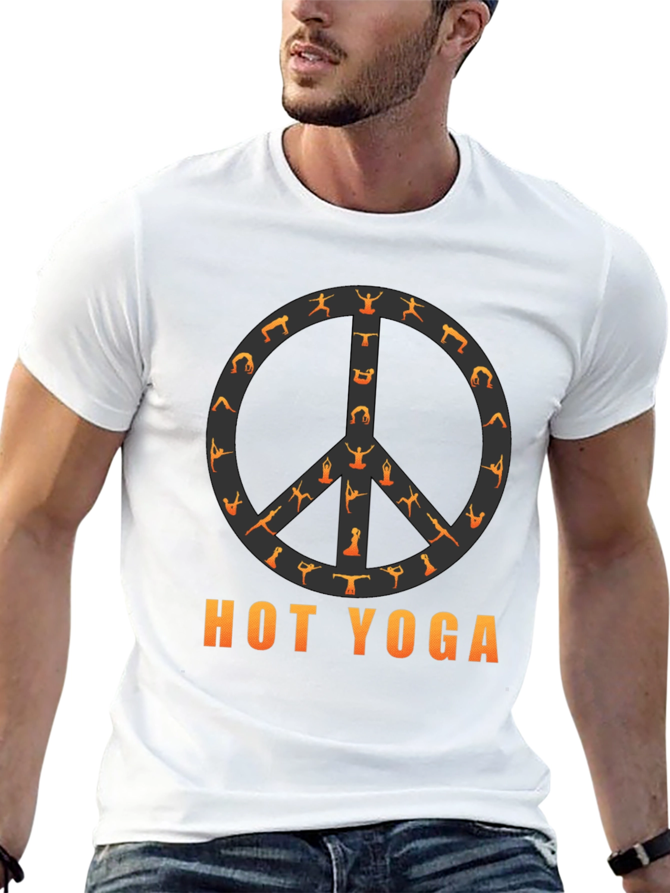 Hot Yoga Peace Sign Tee - Black Cotton T-Shirt