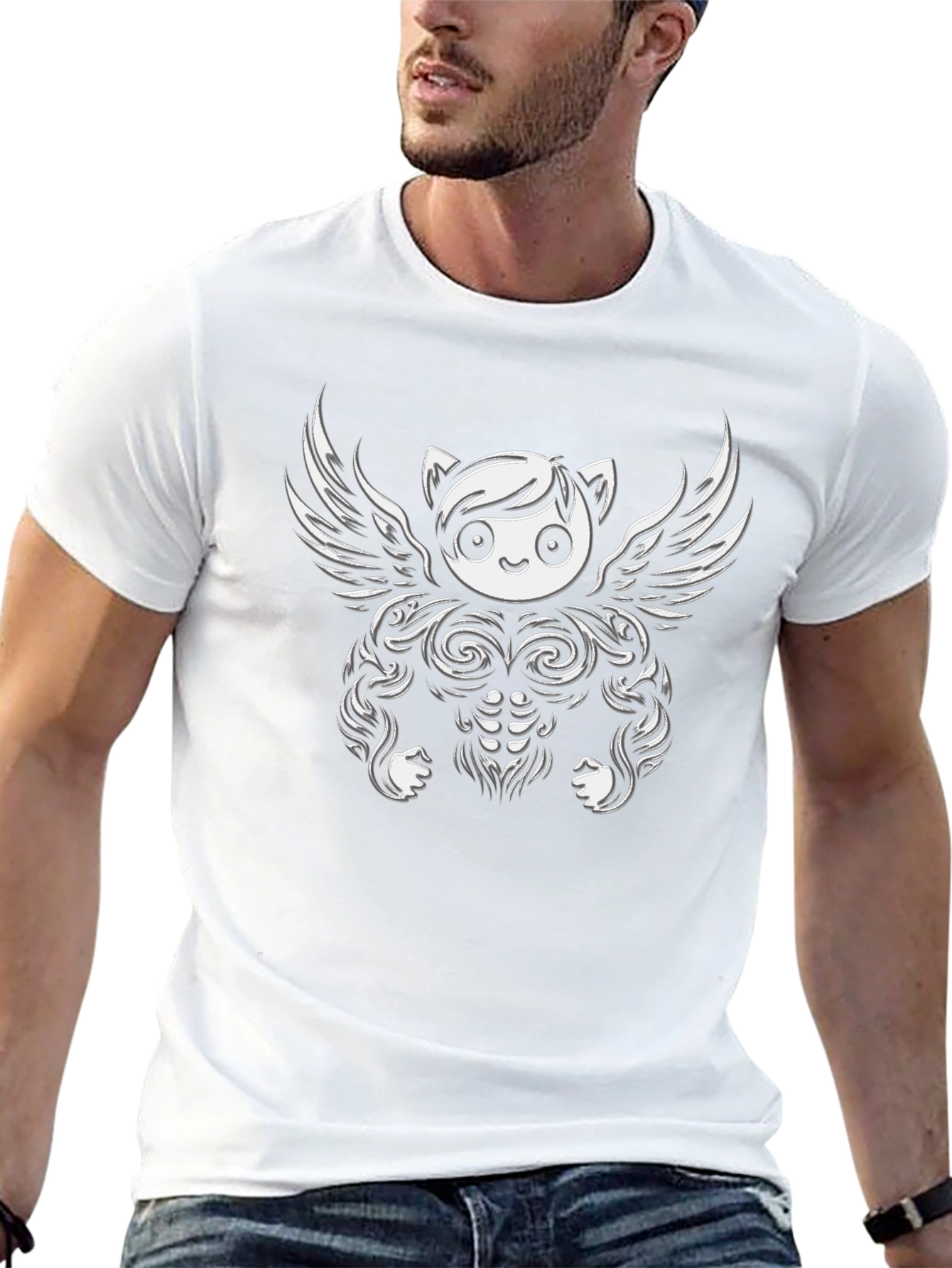 Funny Cartoon Angel Gym Bodybuilder T-Shirt