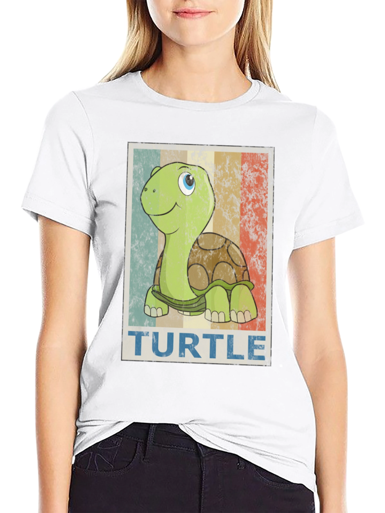 Retro Turtle Graphic Tee - Cute Cartoon Animal T-Shirt