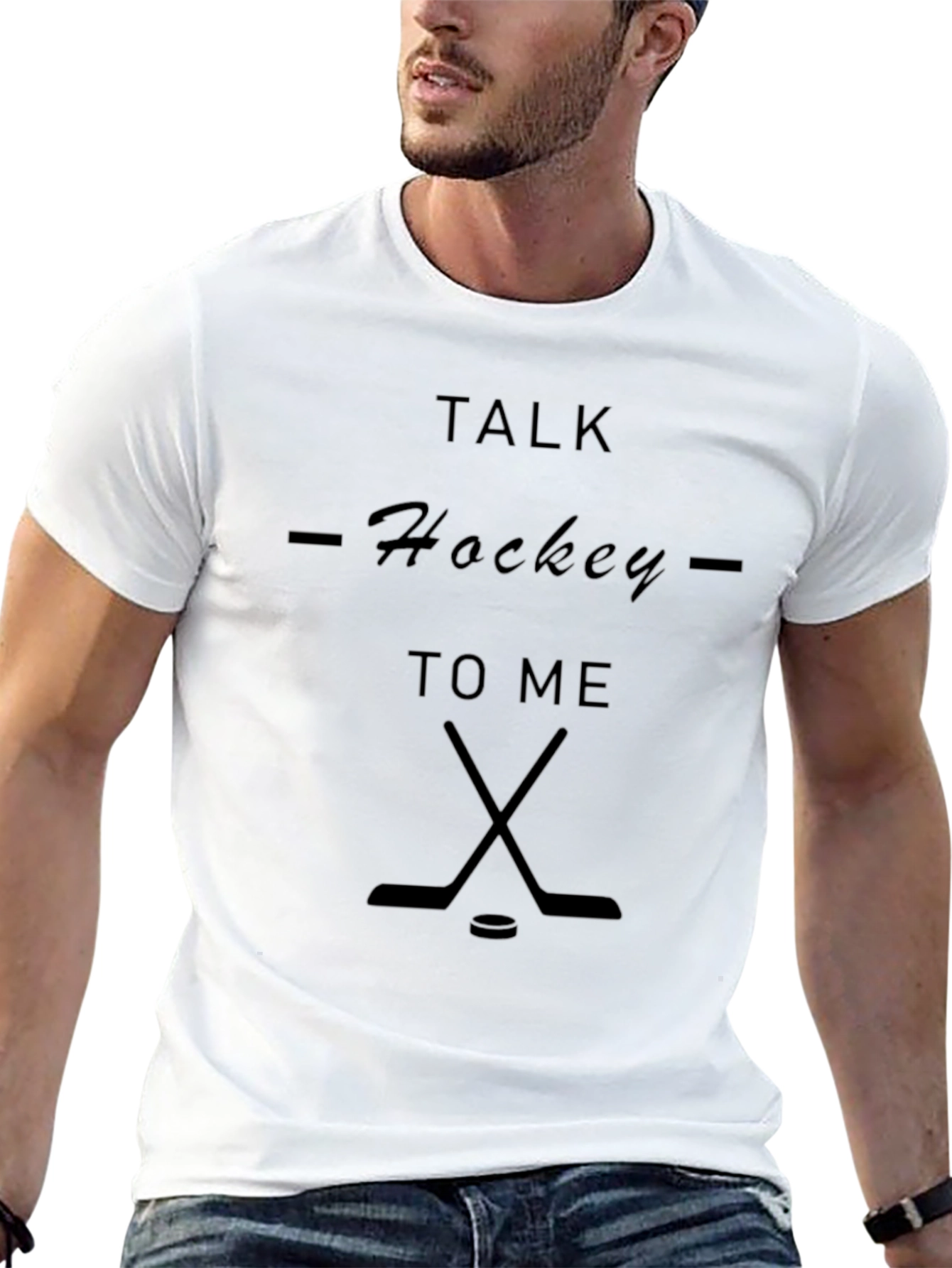 Talk Hockey to Me T-Shirt - Black Cotton Tee