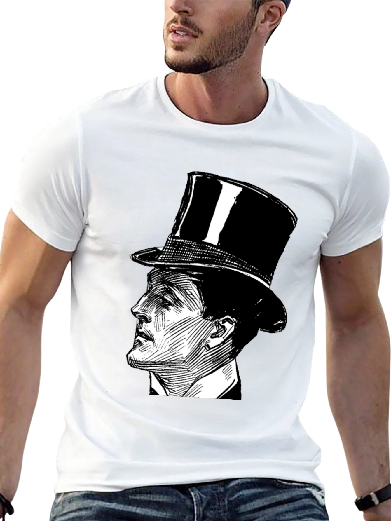 Top Hat Gentleman Graphic Tee - Black