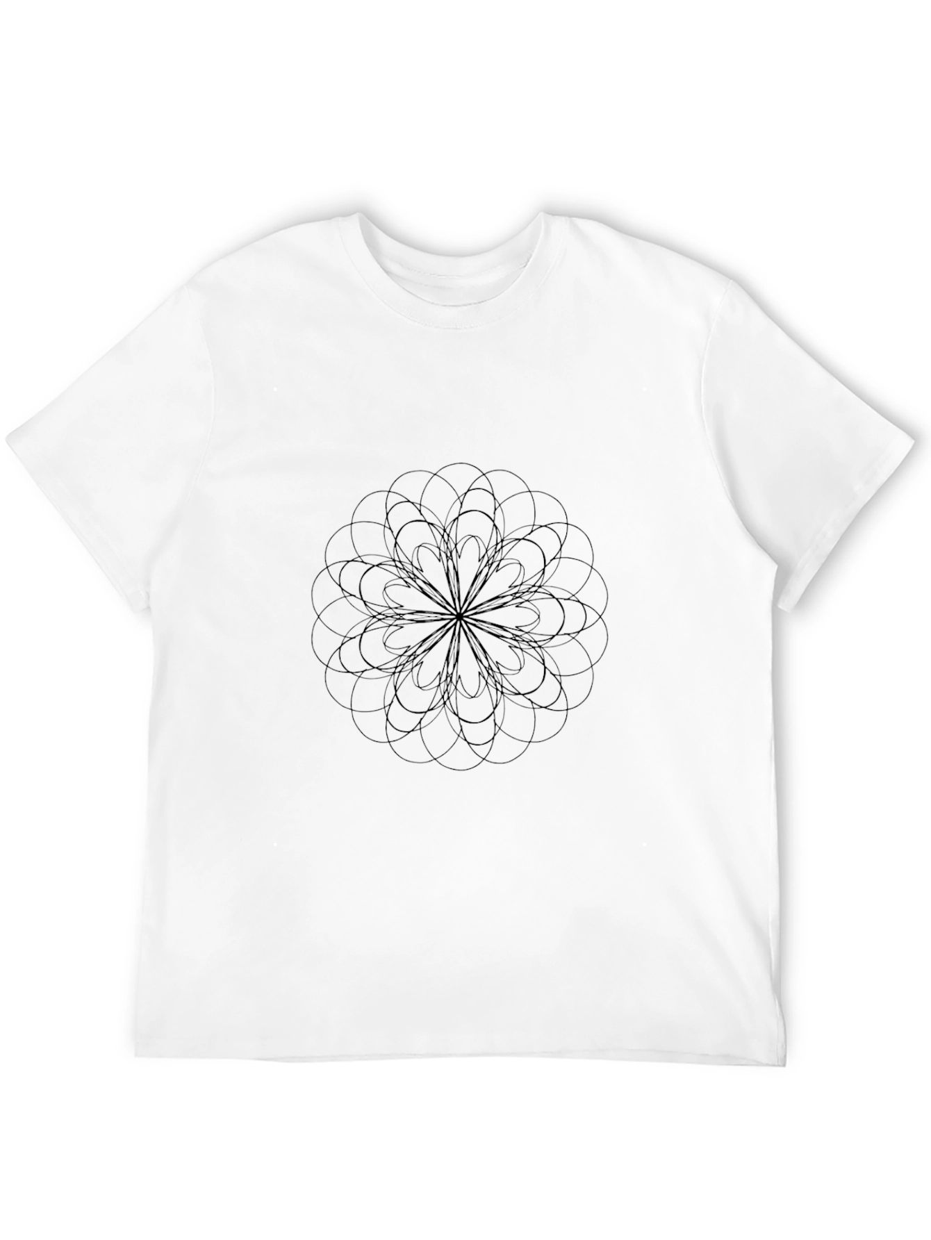 Abstract Geometric Flower Graphic Black T-Shirt