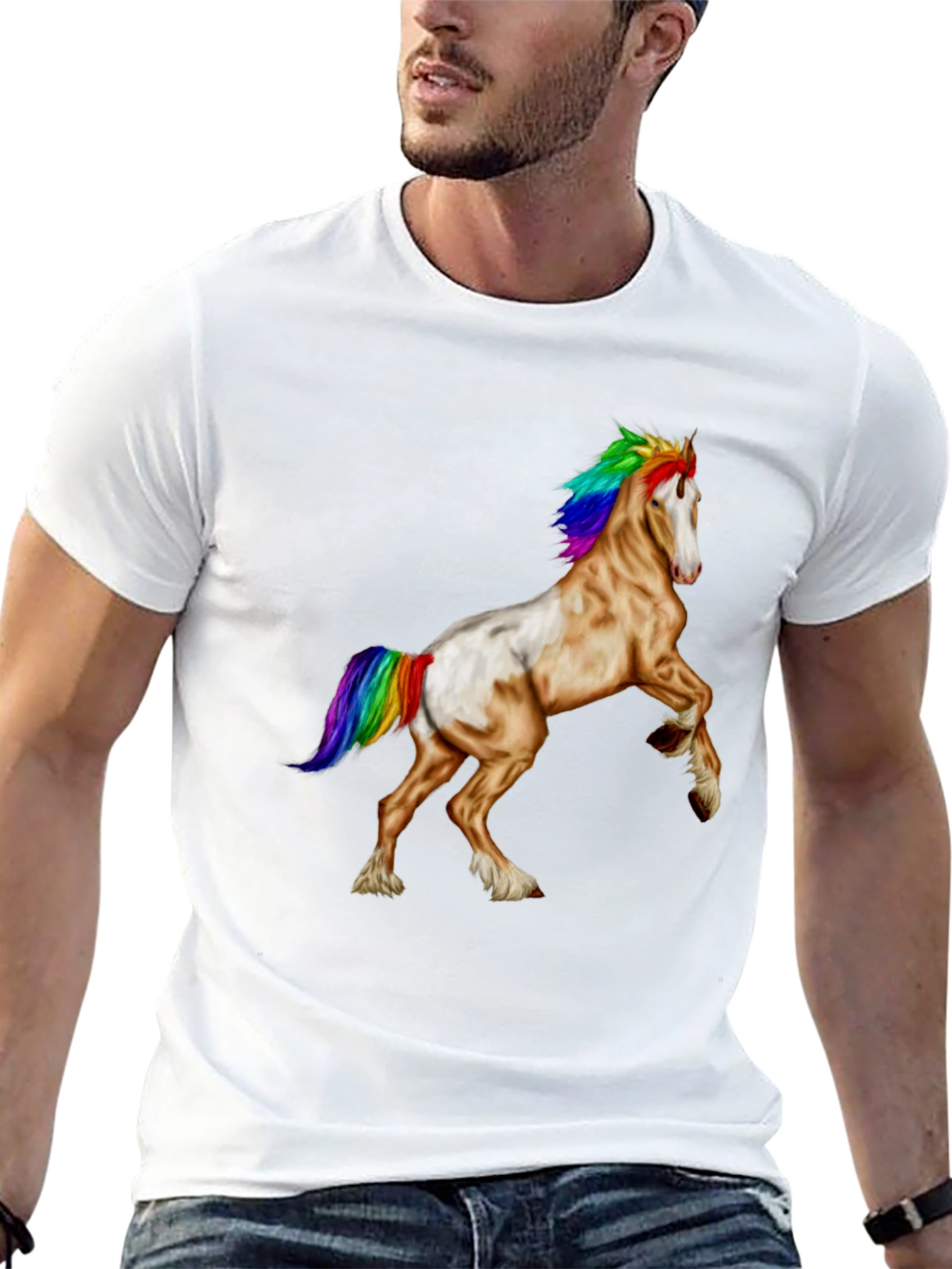 Rainbow Mane Horse Graphic Tee - Black