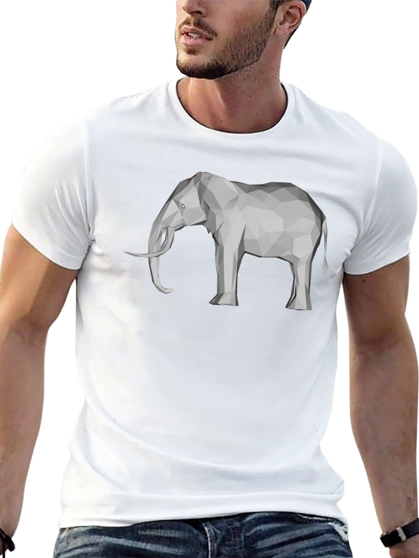 Geometric Elephant Graphic Tee - Stylish Black T-Shirt
