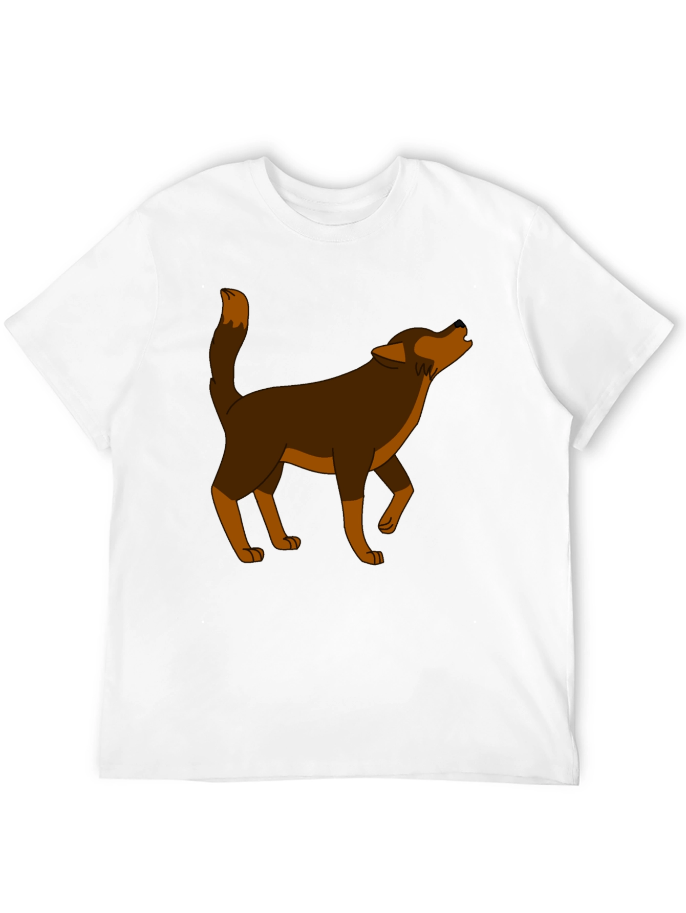 Cartoon Wolf Graphic Tee - Black