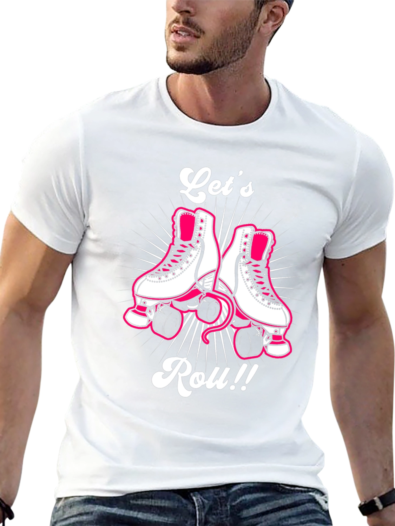 Lets Roll Retro Roller Skate Graphic Tee