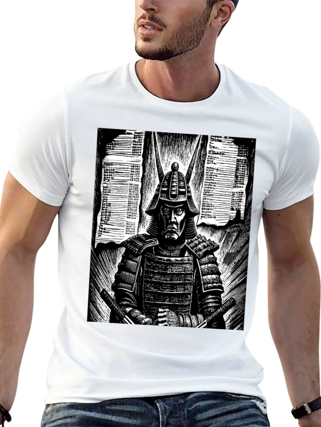 Samurai Graphic Tee - Black Cotton T-Shirt