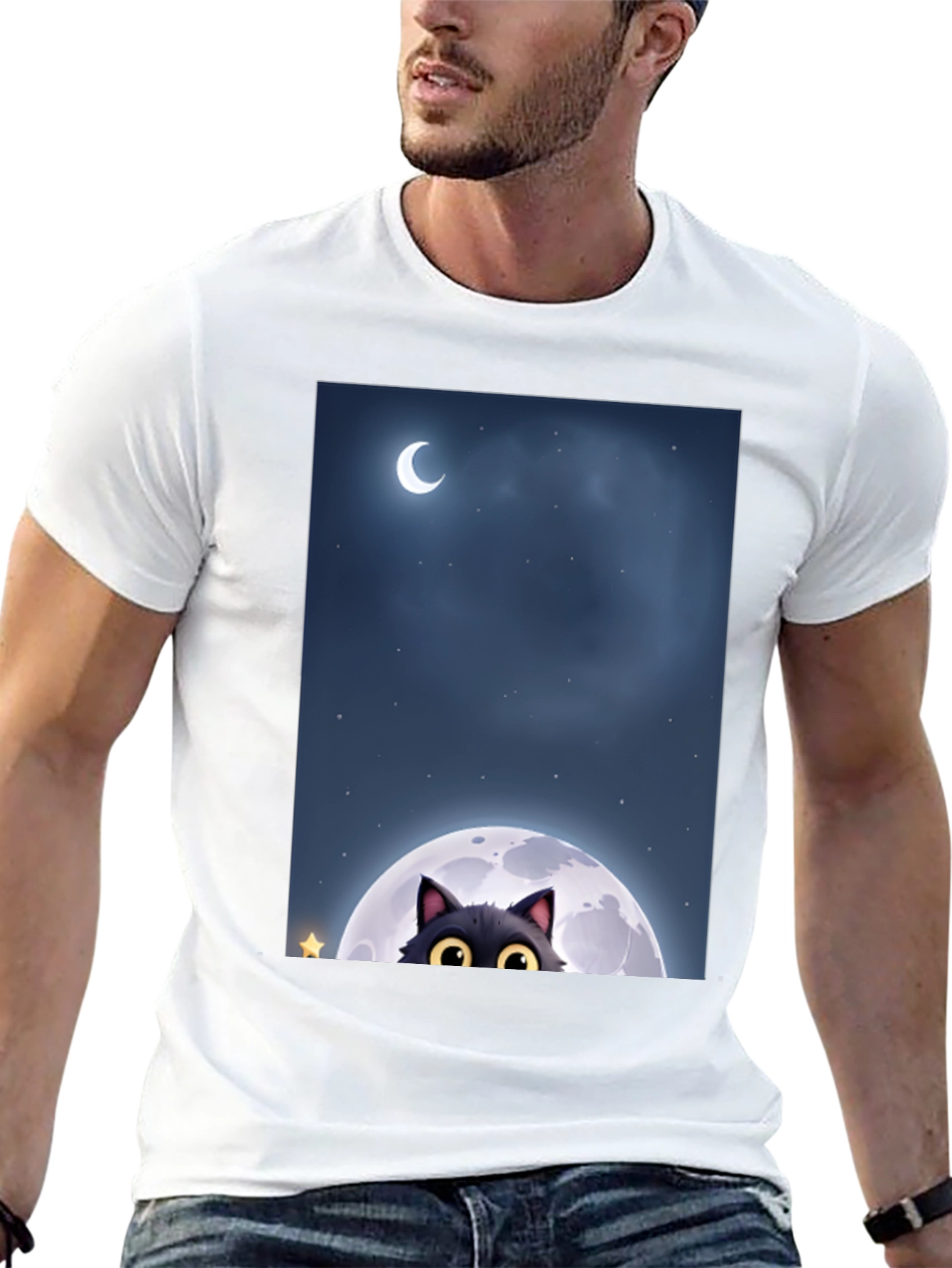 Black Cat Moon Graphic Tee