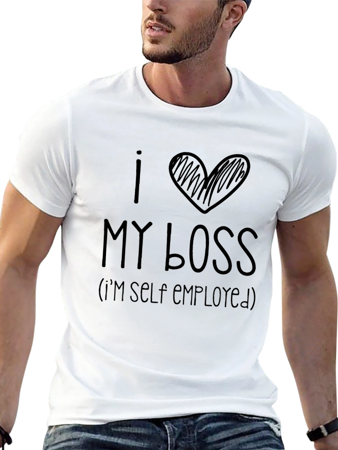 I Heart My Boss Self Employed Black T-Shirt