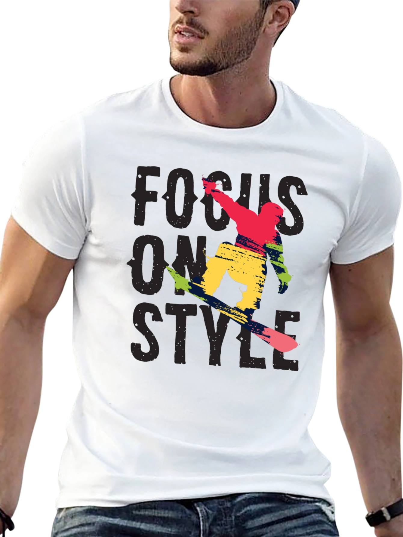 Focus On Style Graphic Tee - Black Cotton T-Shirt