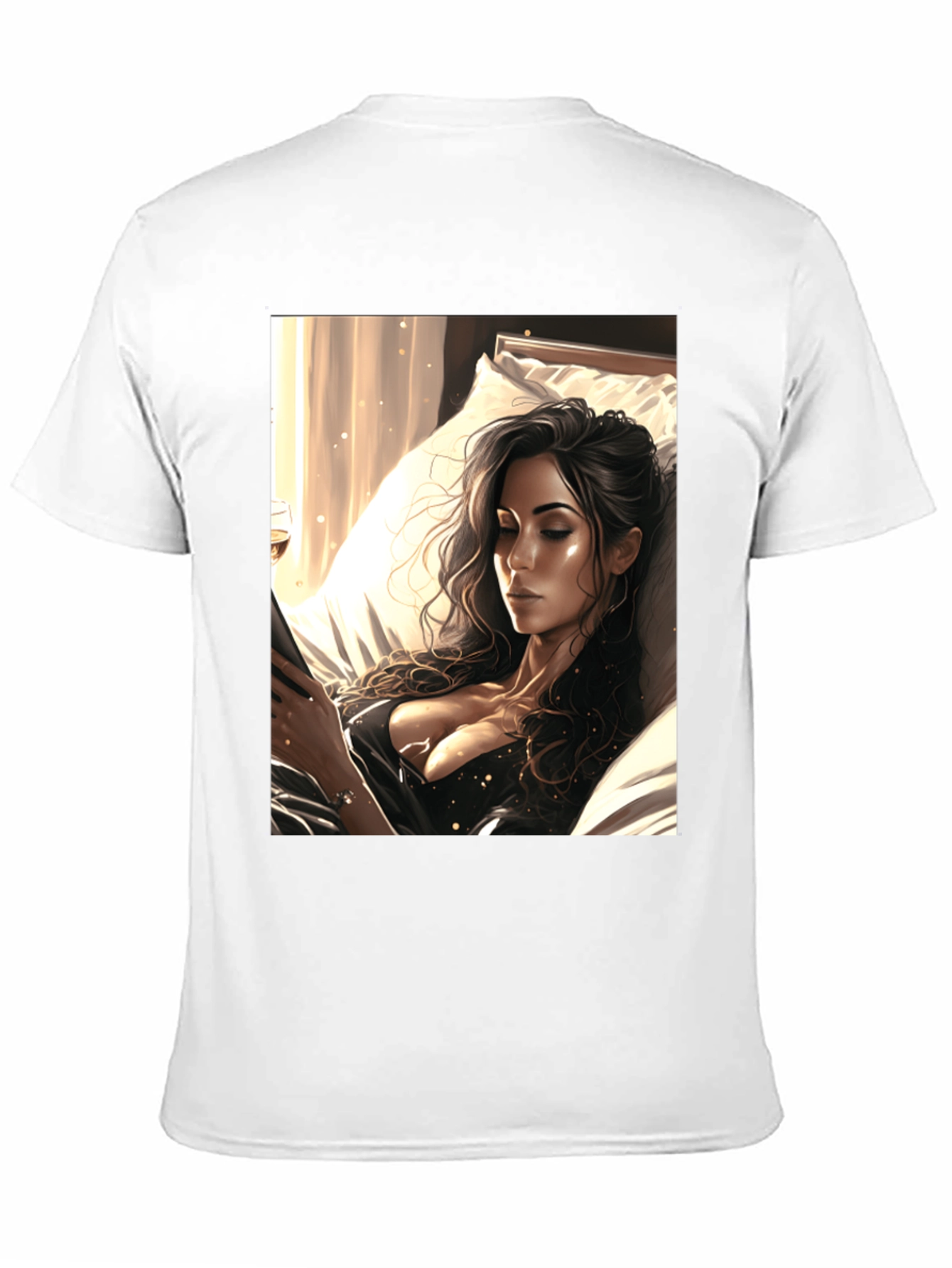 Black T-Shirt with Artistic Woman Design