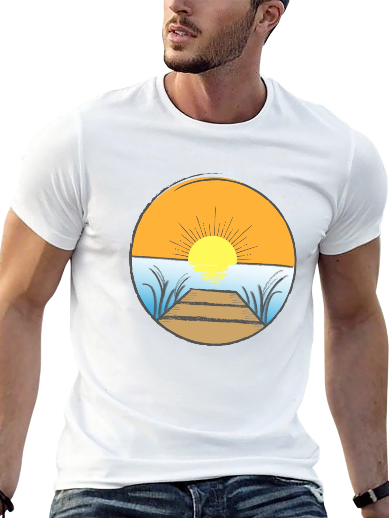 Sunset Dock Graphic Tee - Stylish Comfort