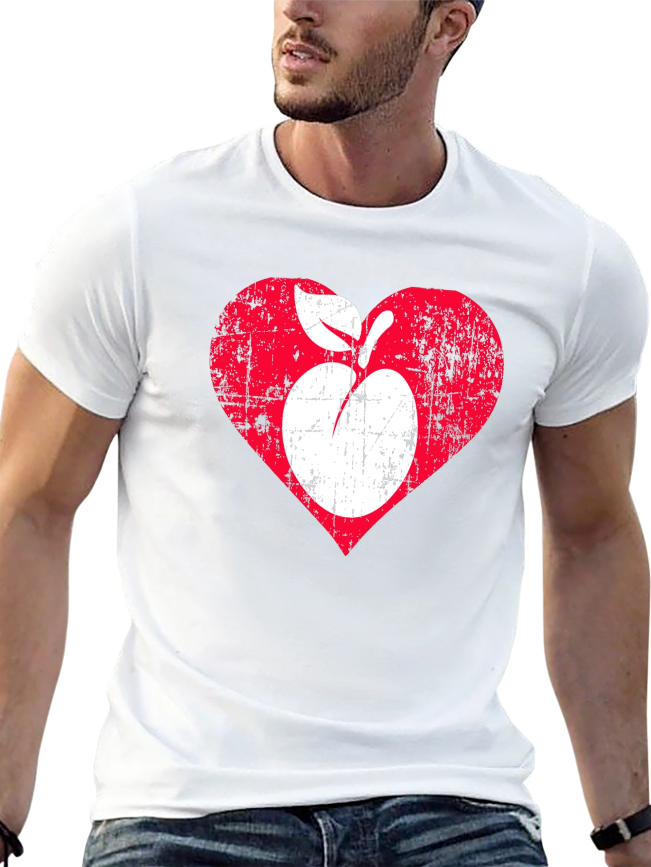 Distressed Apple Heart Graphic T-Shirt