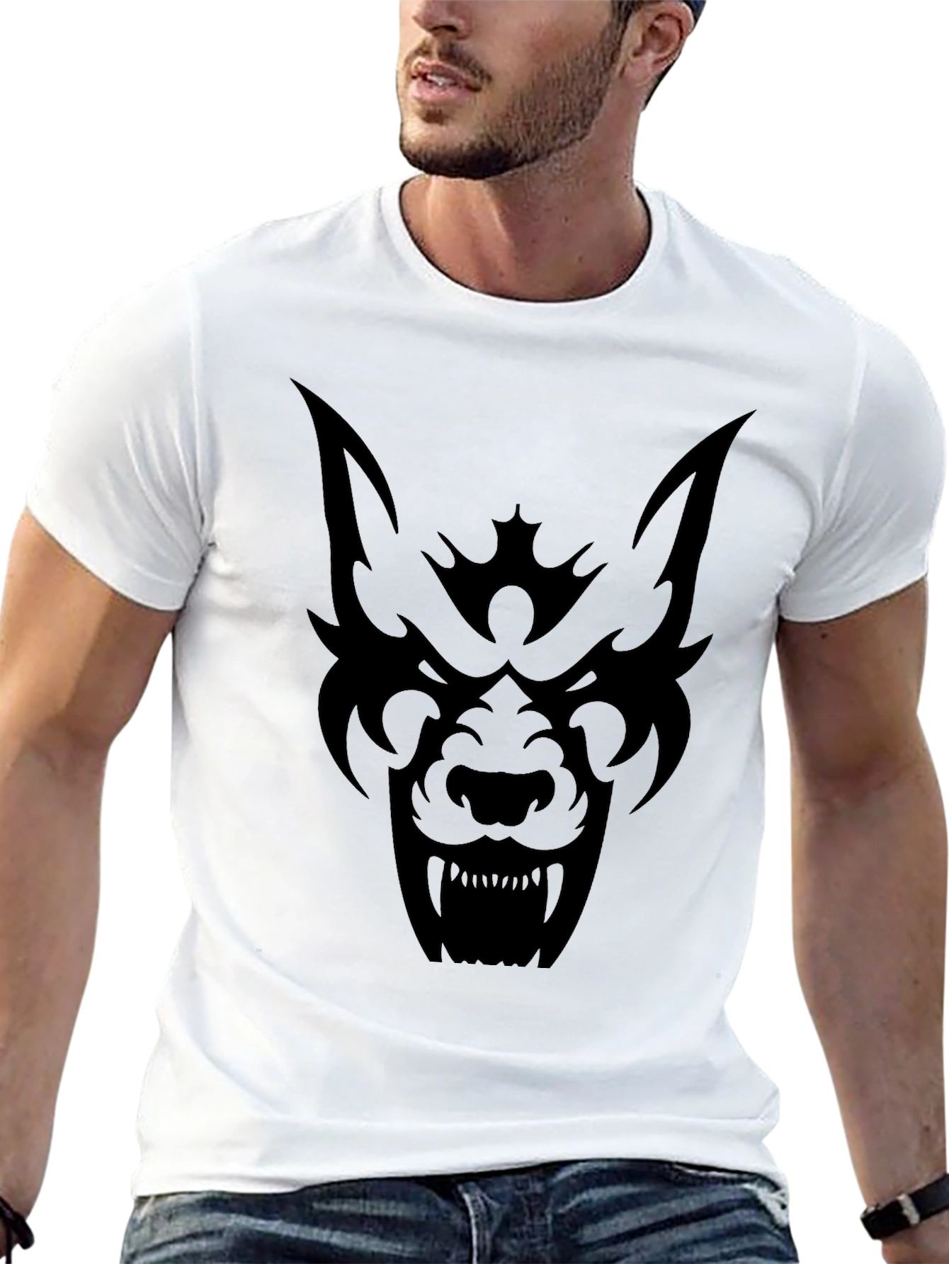 Black Wolf Graphic Print Tee