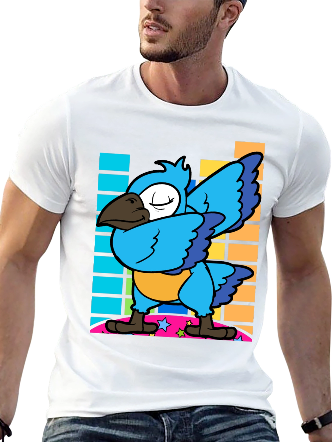Dabbing Parrot Graphic Tee - Funny Bird Dance Shirt