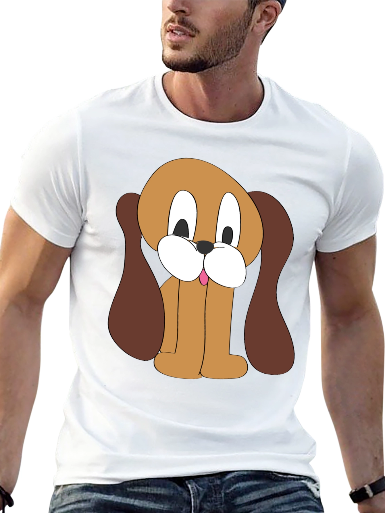 Cartoon Dog Graphic Tee - Unisex Black T-Shirt
