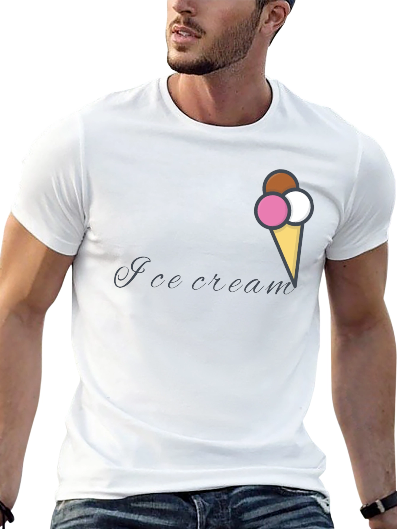 Ice Cream Cone Graphic Black T-Shirt