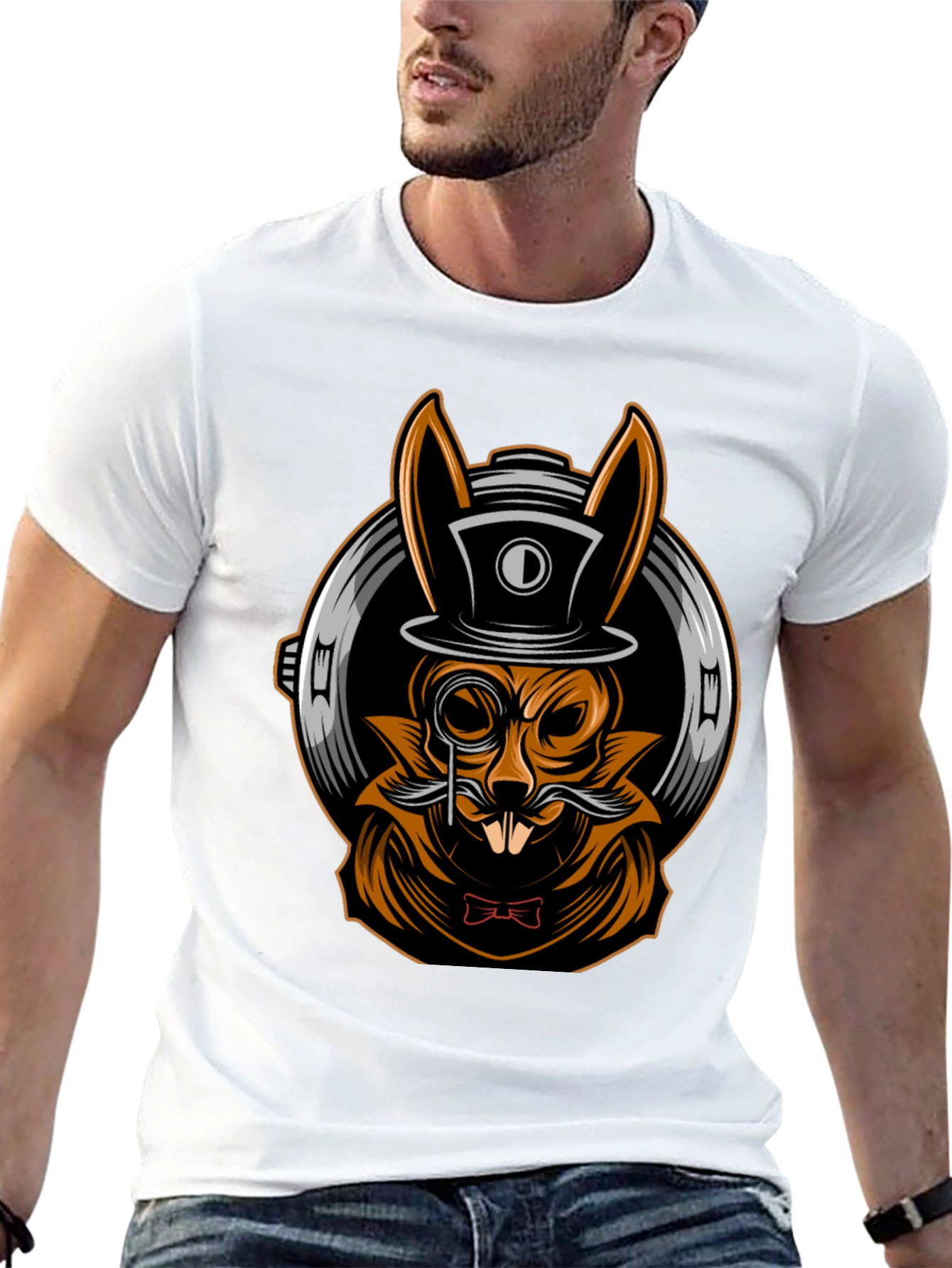 Gentleman Rabbit T-Shirt - Steampunk Style