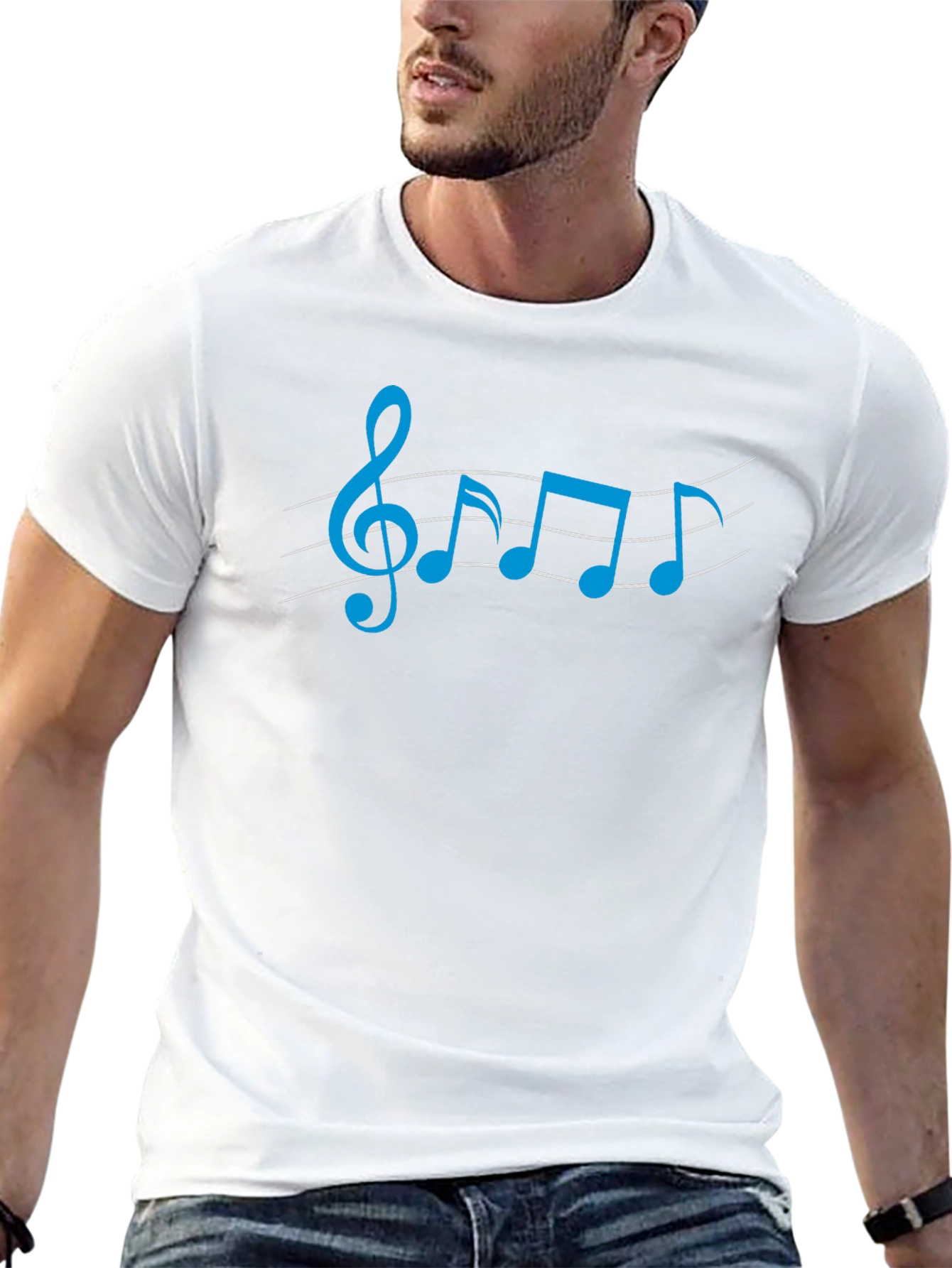 Musical Note Graphic Tee - Black Cotton Shirt