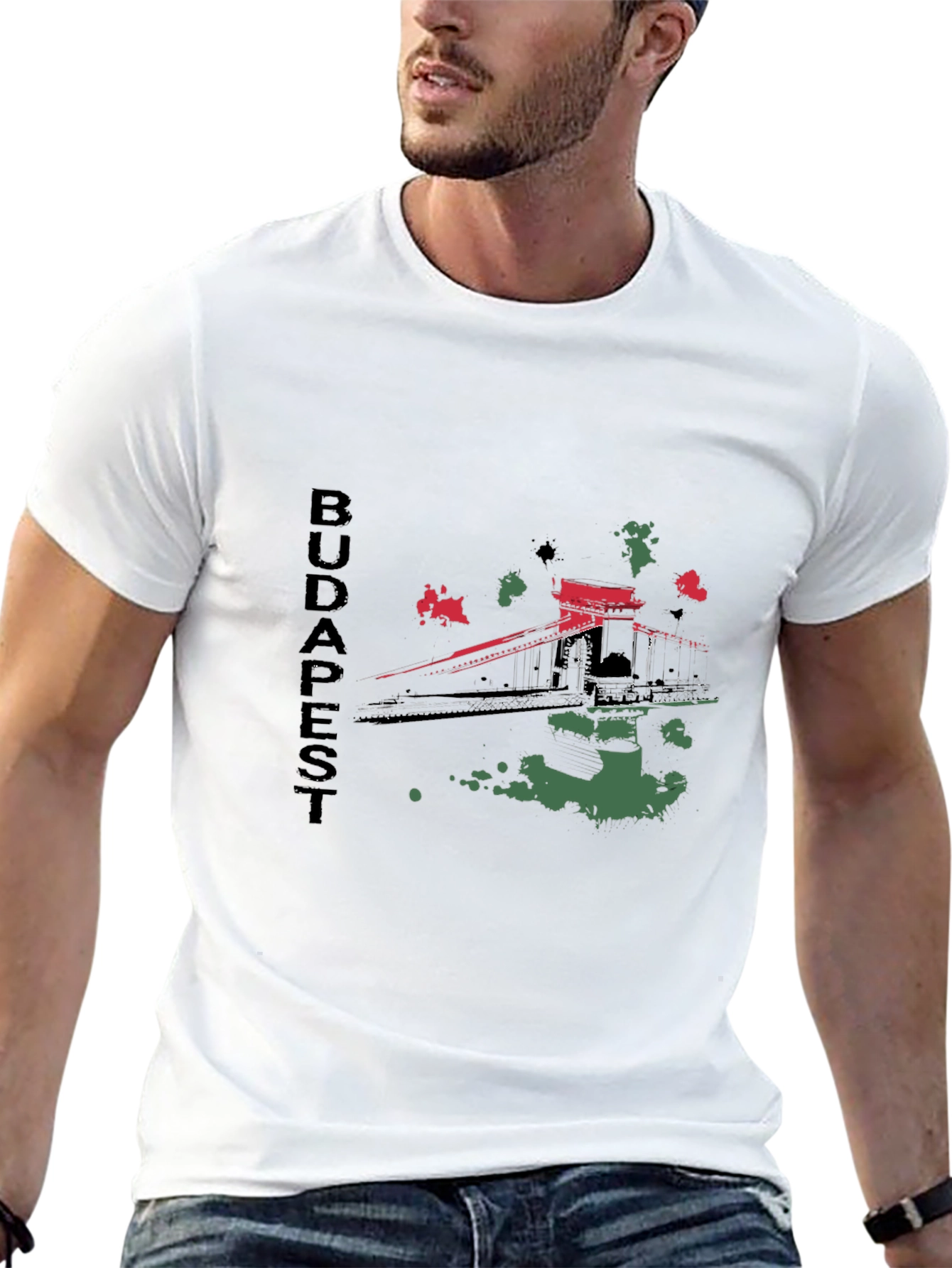 Budapest Bridge Graphic T-Shirt - Black