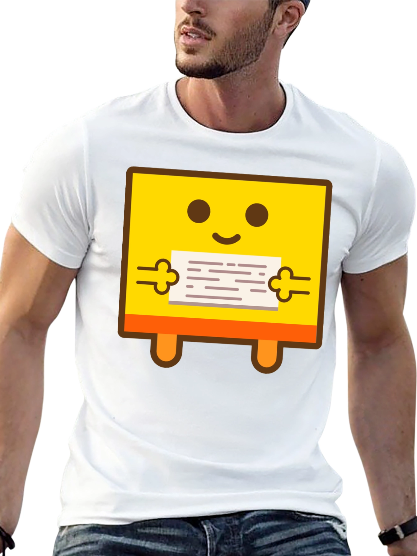 Smiley Face Holding Sign Graphic Tee - Black