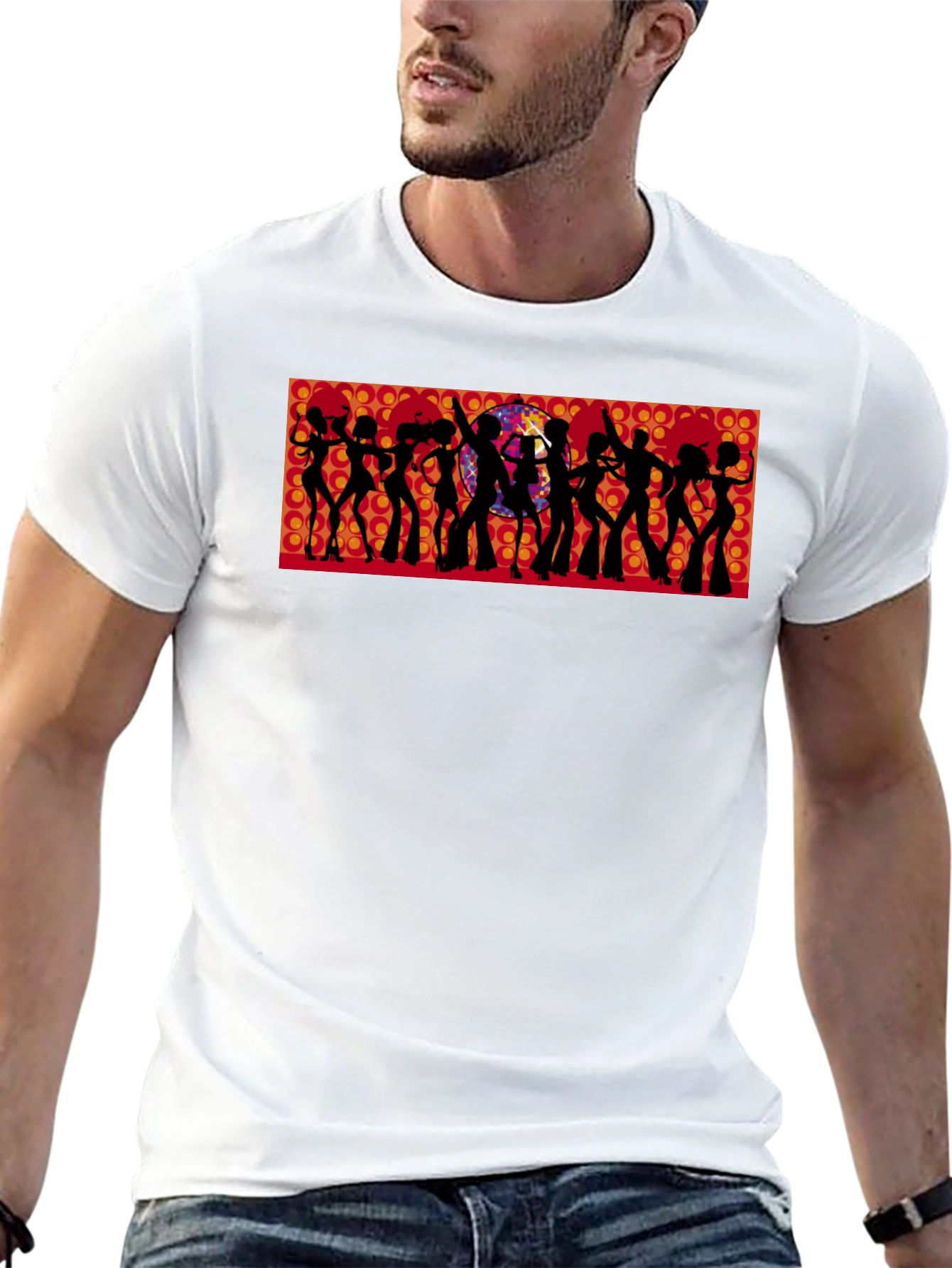 Retro Disco Silhouette Graphic Tee - Black