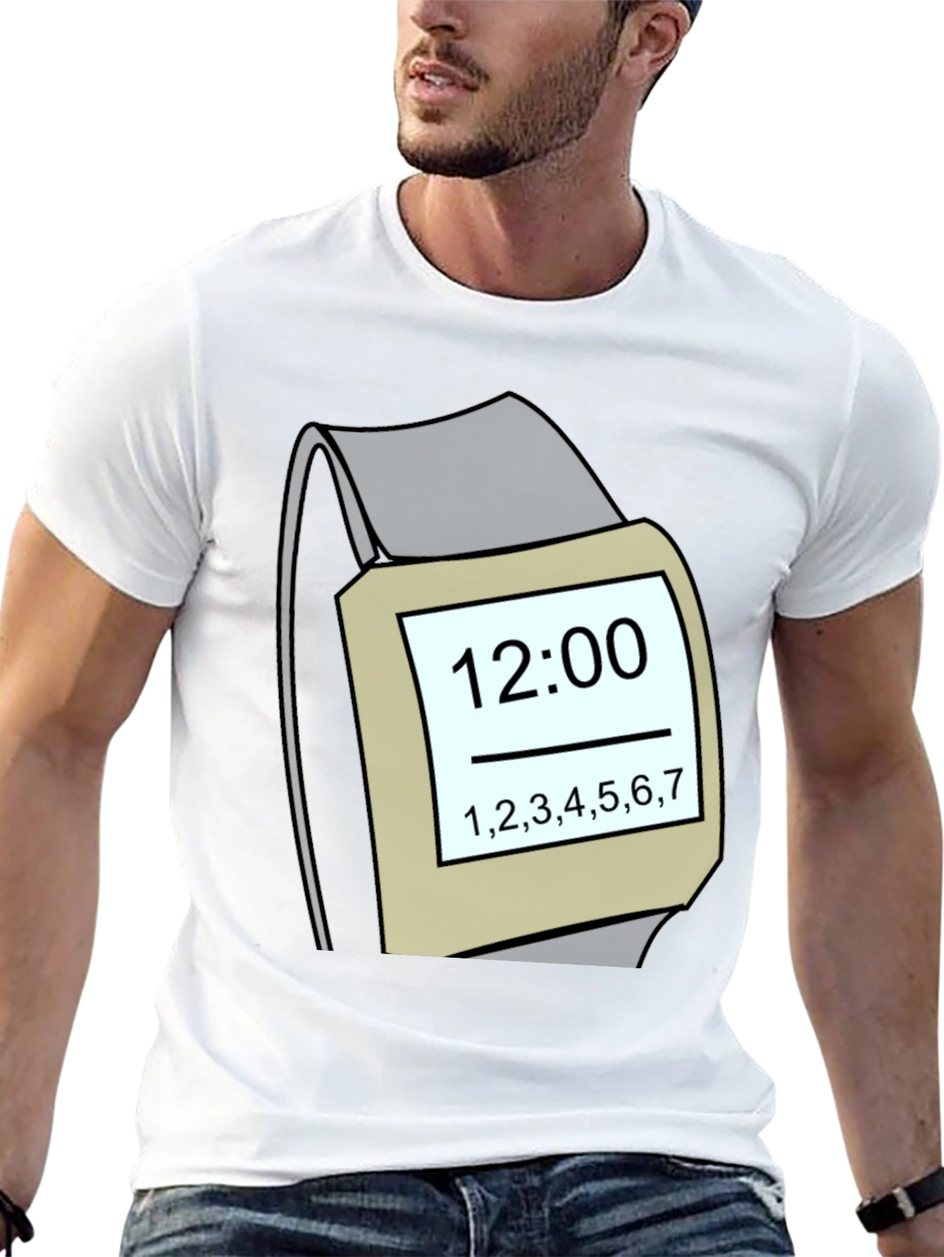 Funny Smartwatch Graphic Tee - Time Display T-Shirt