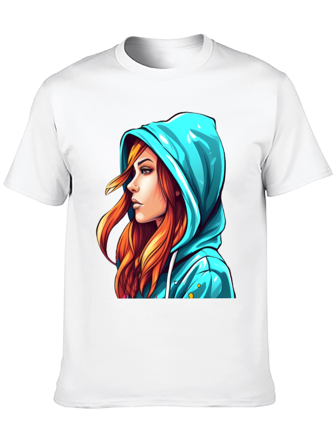 Stylish Graphic Tee - Girl in Hoodie