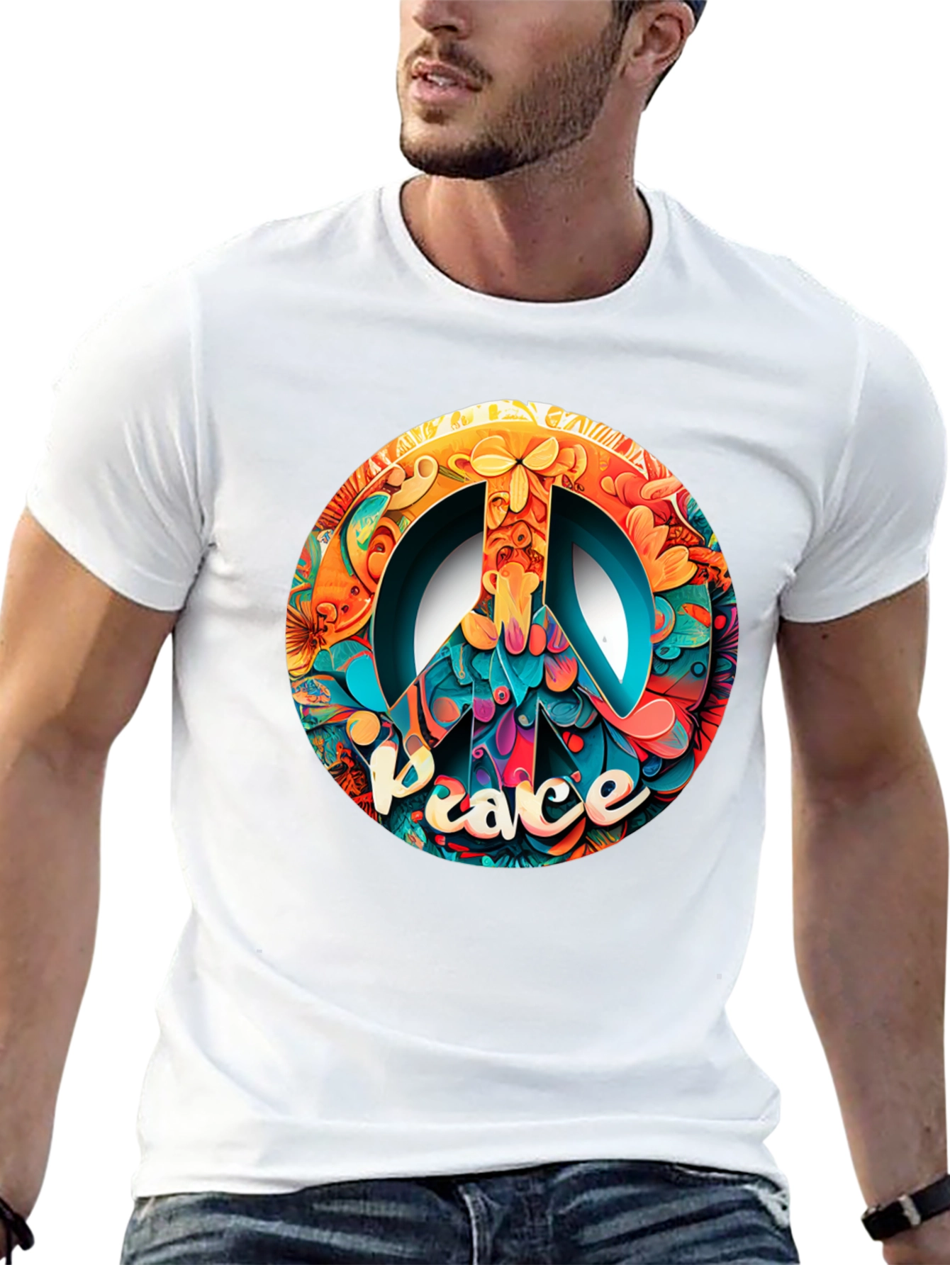 Peace Sign Graphic Black T-Shirt