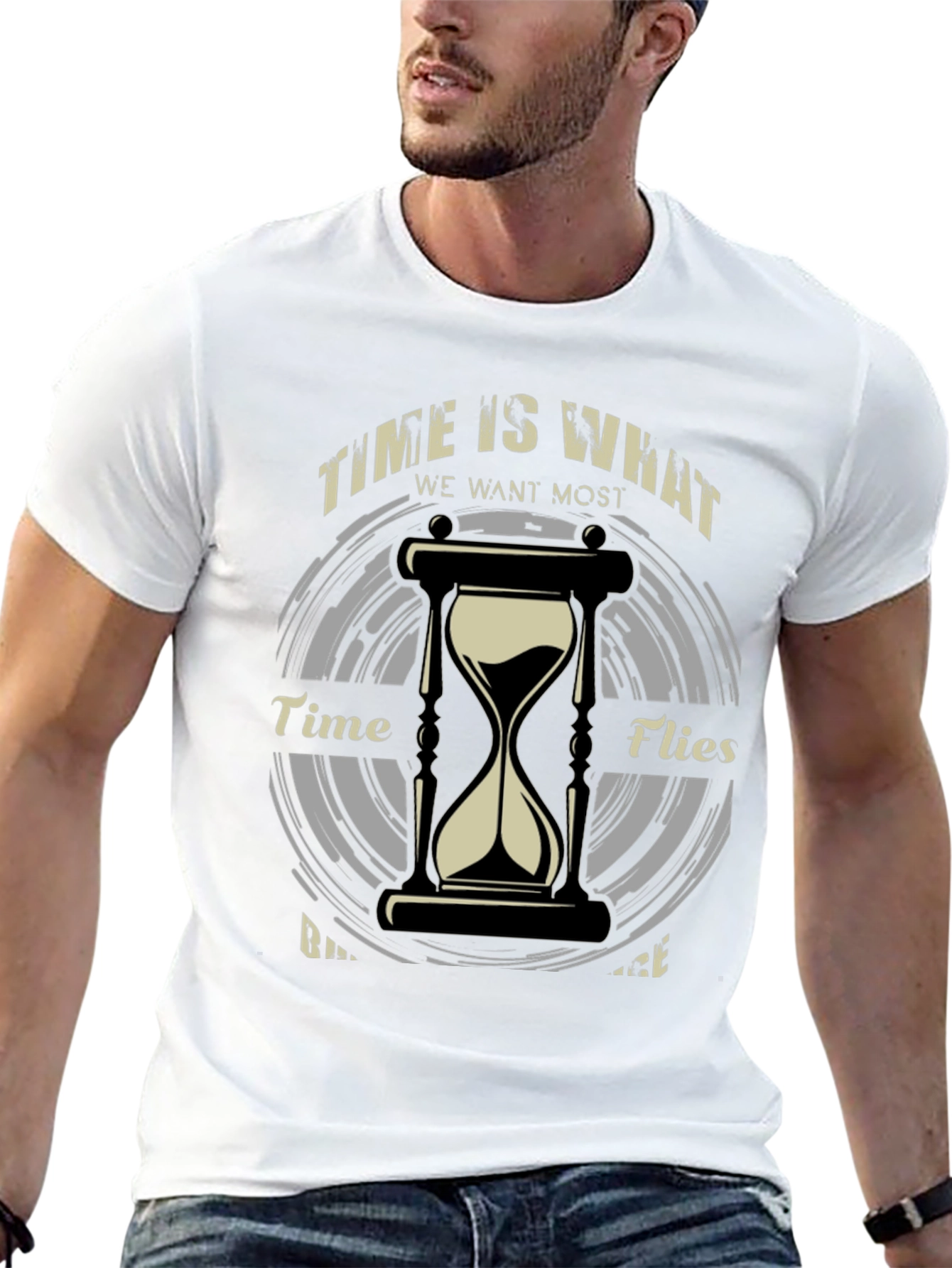 Time Flies Hourglass Graphic T-Shirt