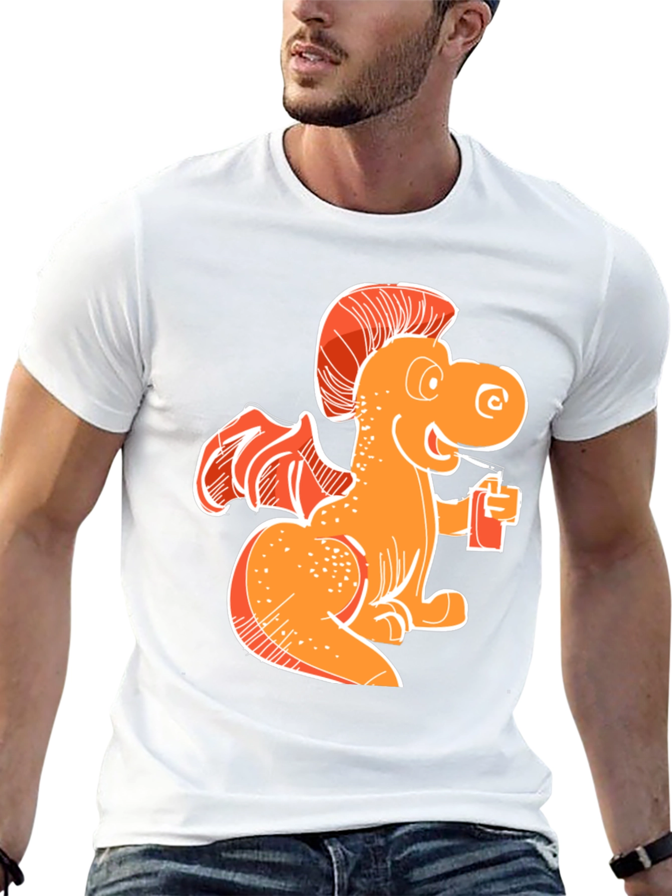 Orange Dragon Drinking Soda T-Shirt