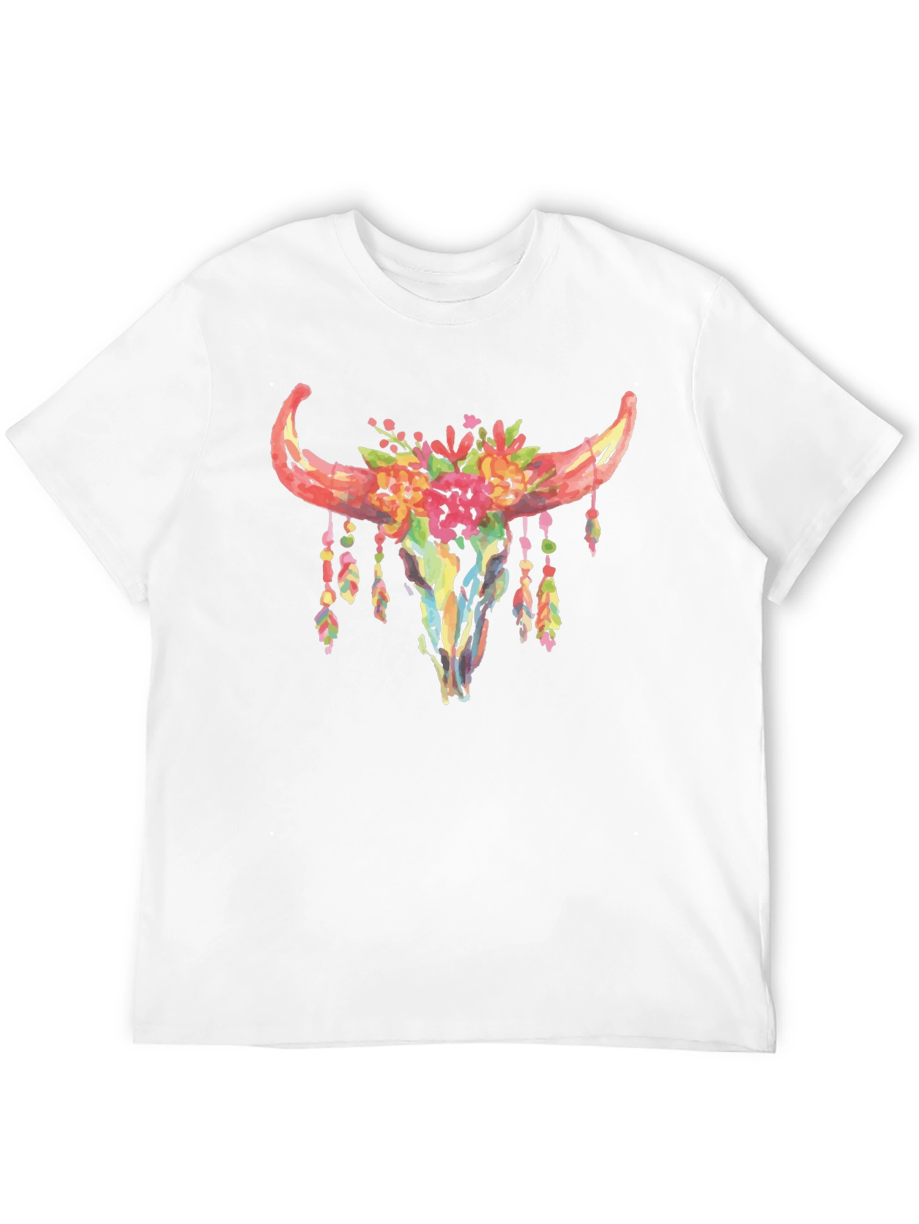 Floral Bull Skull Graphic T-Shirt