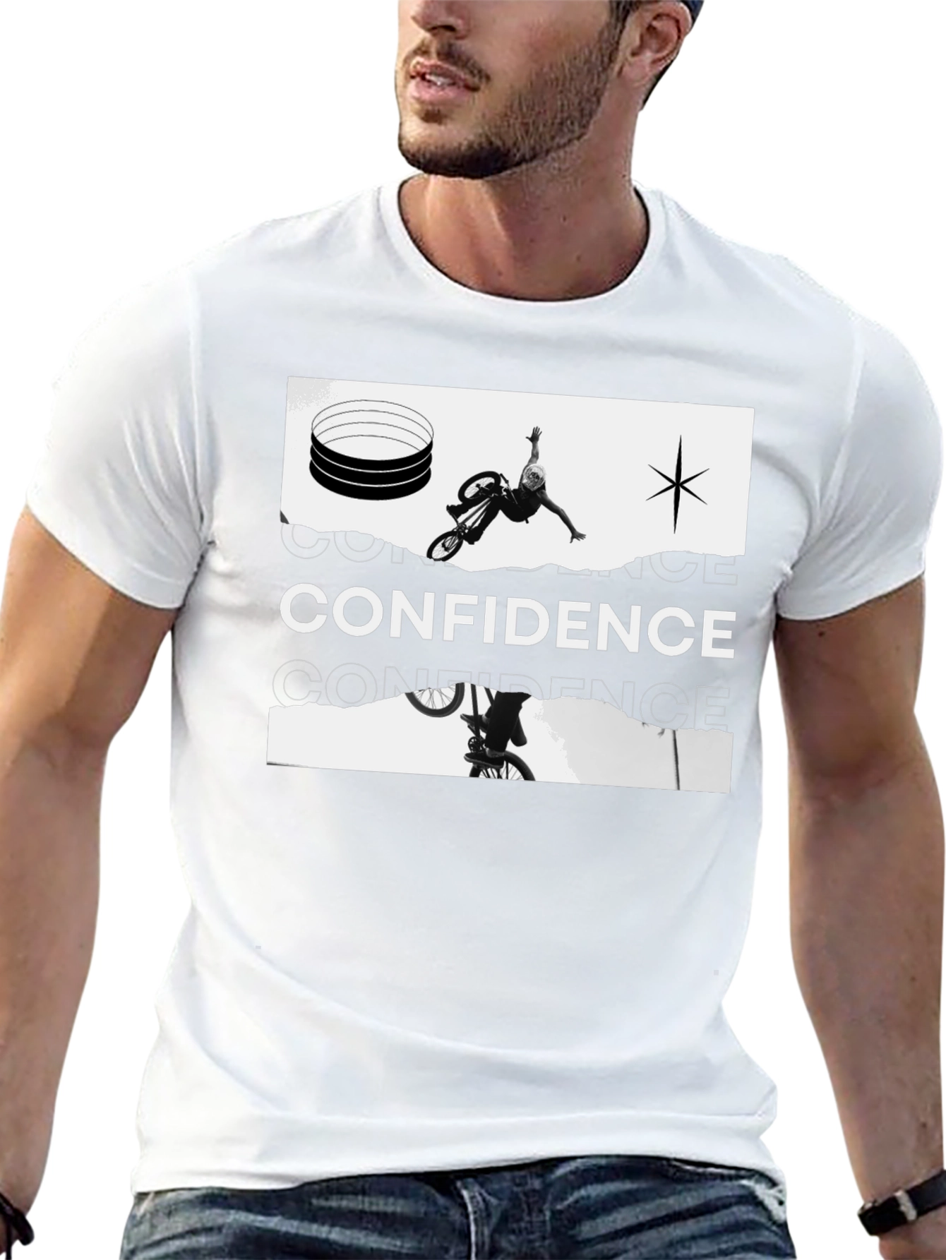 Confidence Graphic Print Black Tee