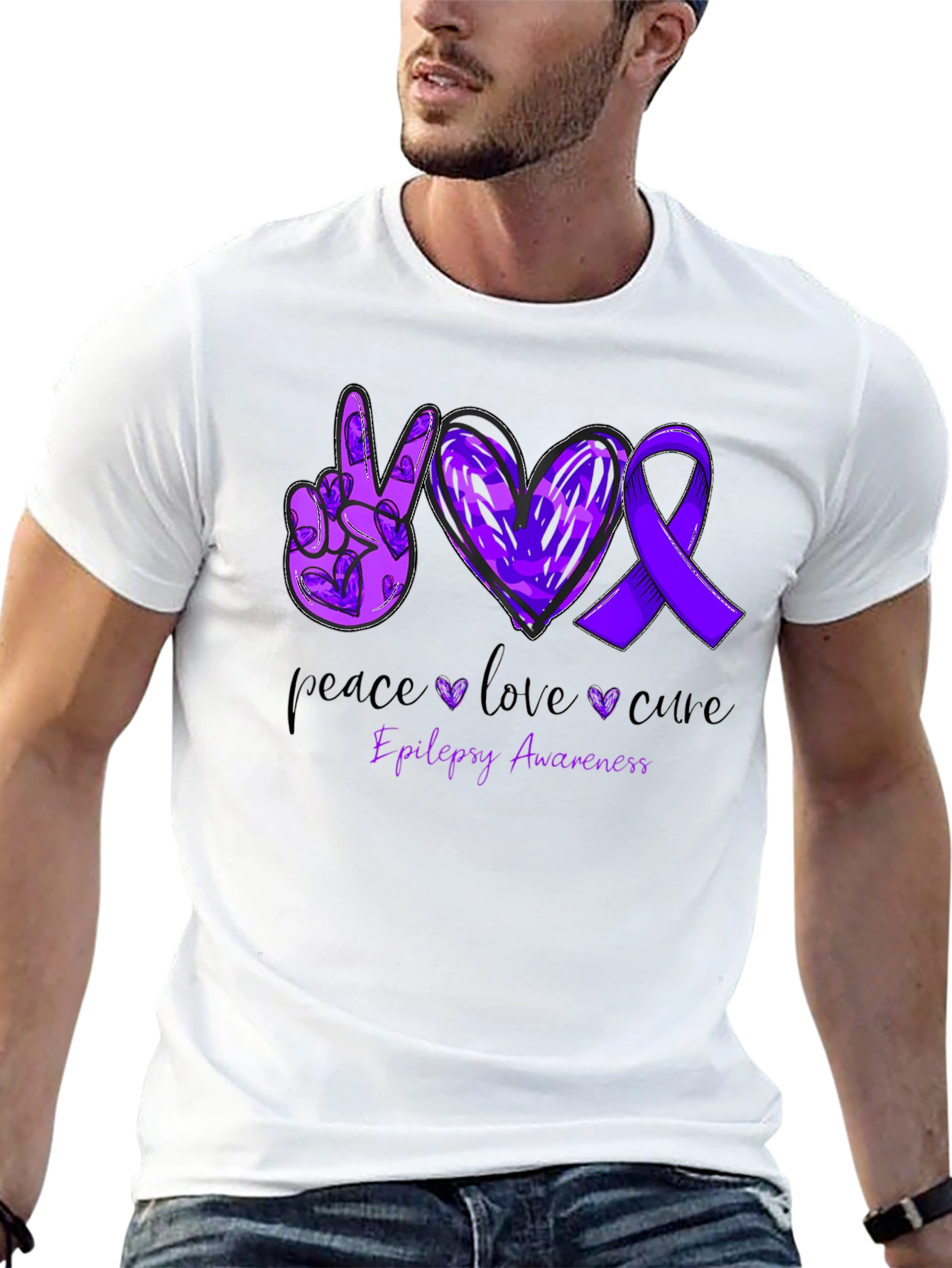 Epilepsy Awareness Peace Love Cure T-Shirt