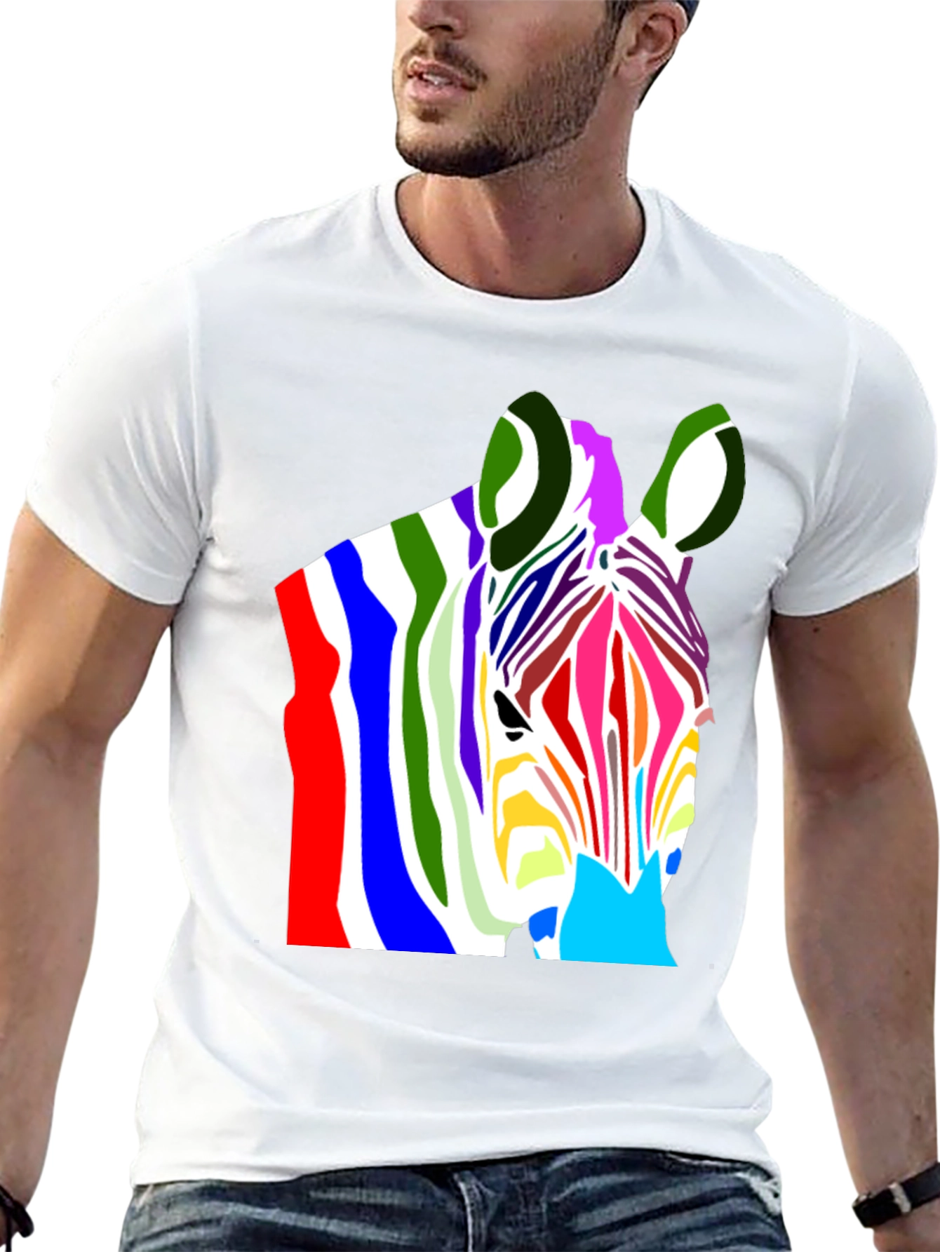 Colorful Zebra Graphic T-Shirt