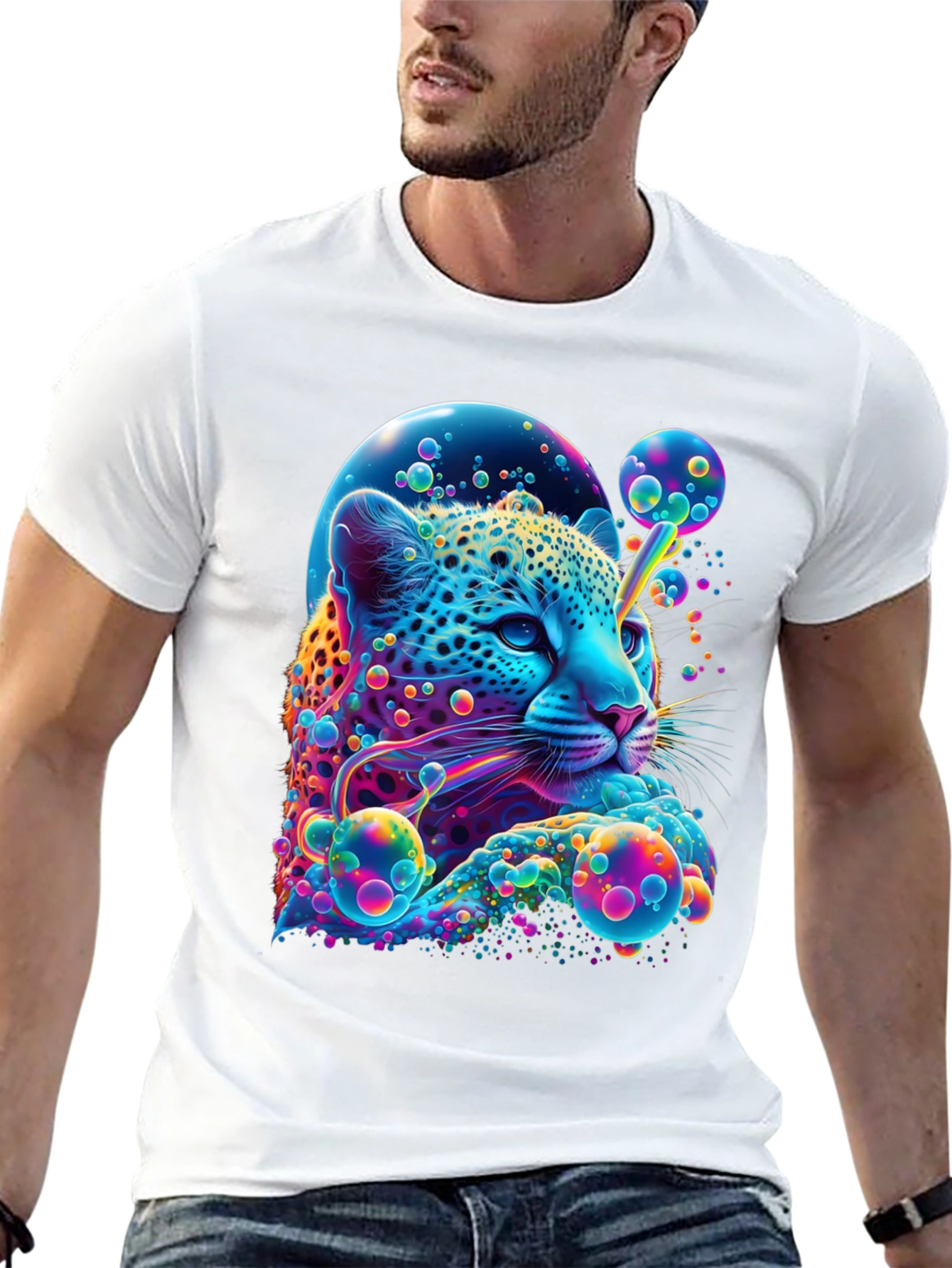 Vibrant Leopard Graphic Print T-Shirt