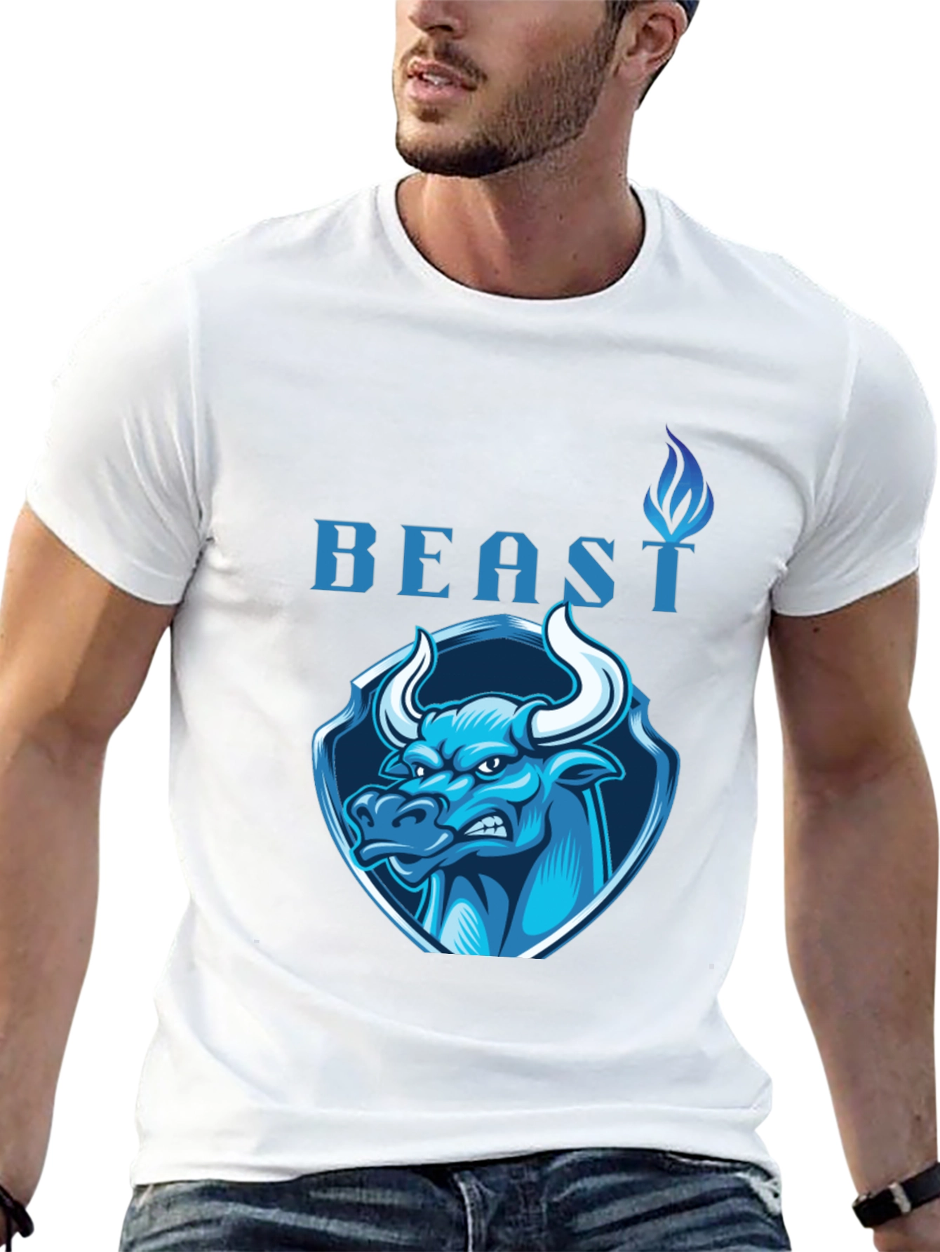 Beast Bull Graphic Tee - Black Cotton T-Shirt