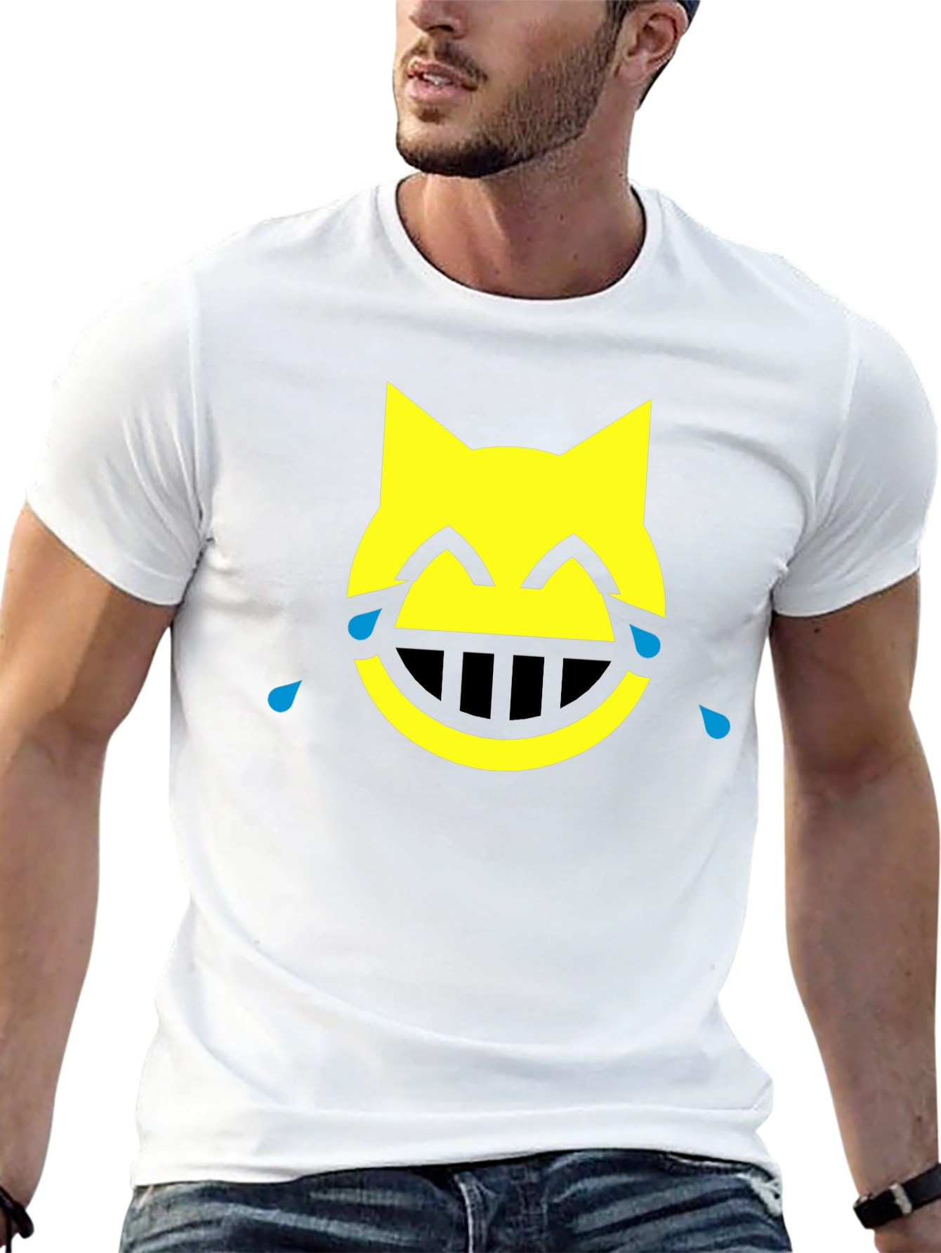 Funny Cat Crying Black T-Shirt
