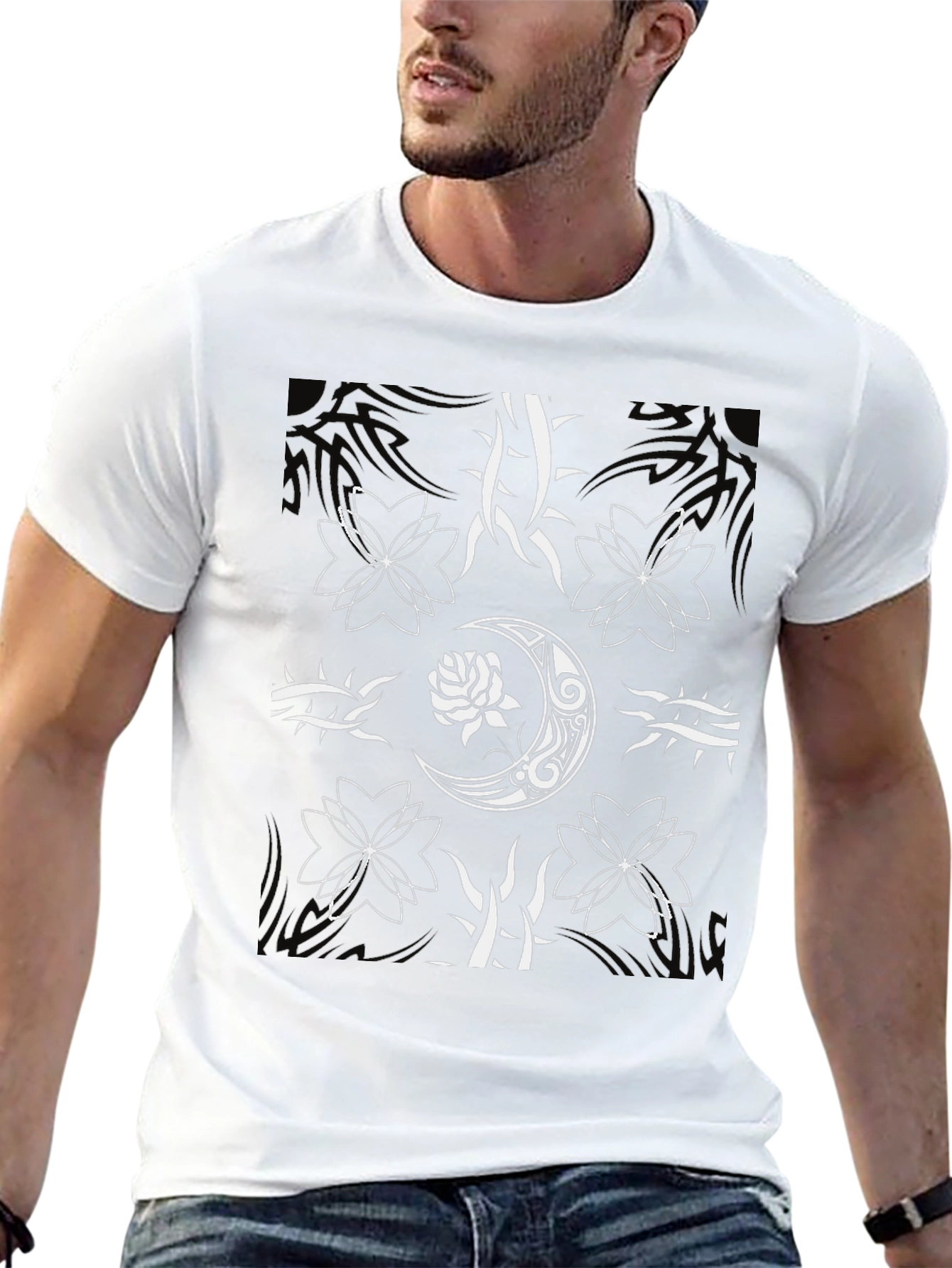 Edgy Graphic Tee - Rose & Moon Design