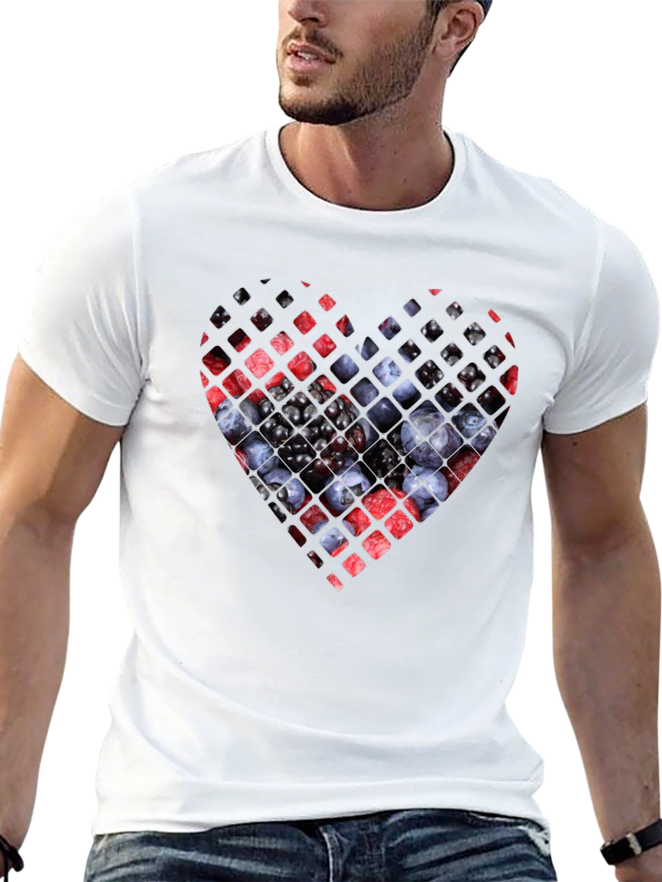 Berry Heart Graphic Tee - Unique Fruit Design