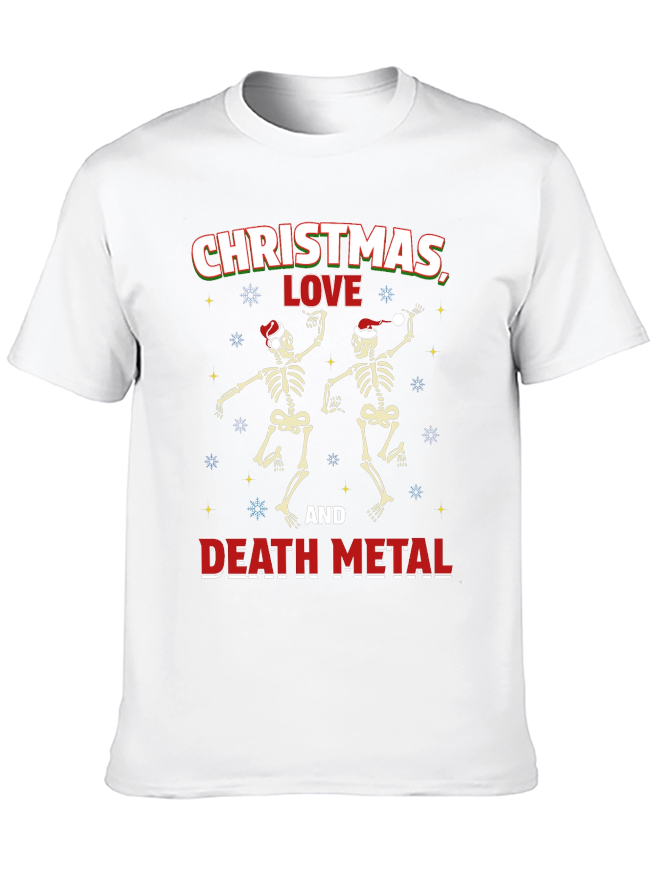 Christmas Love and Death Metal Skeleton T-Shirt