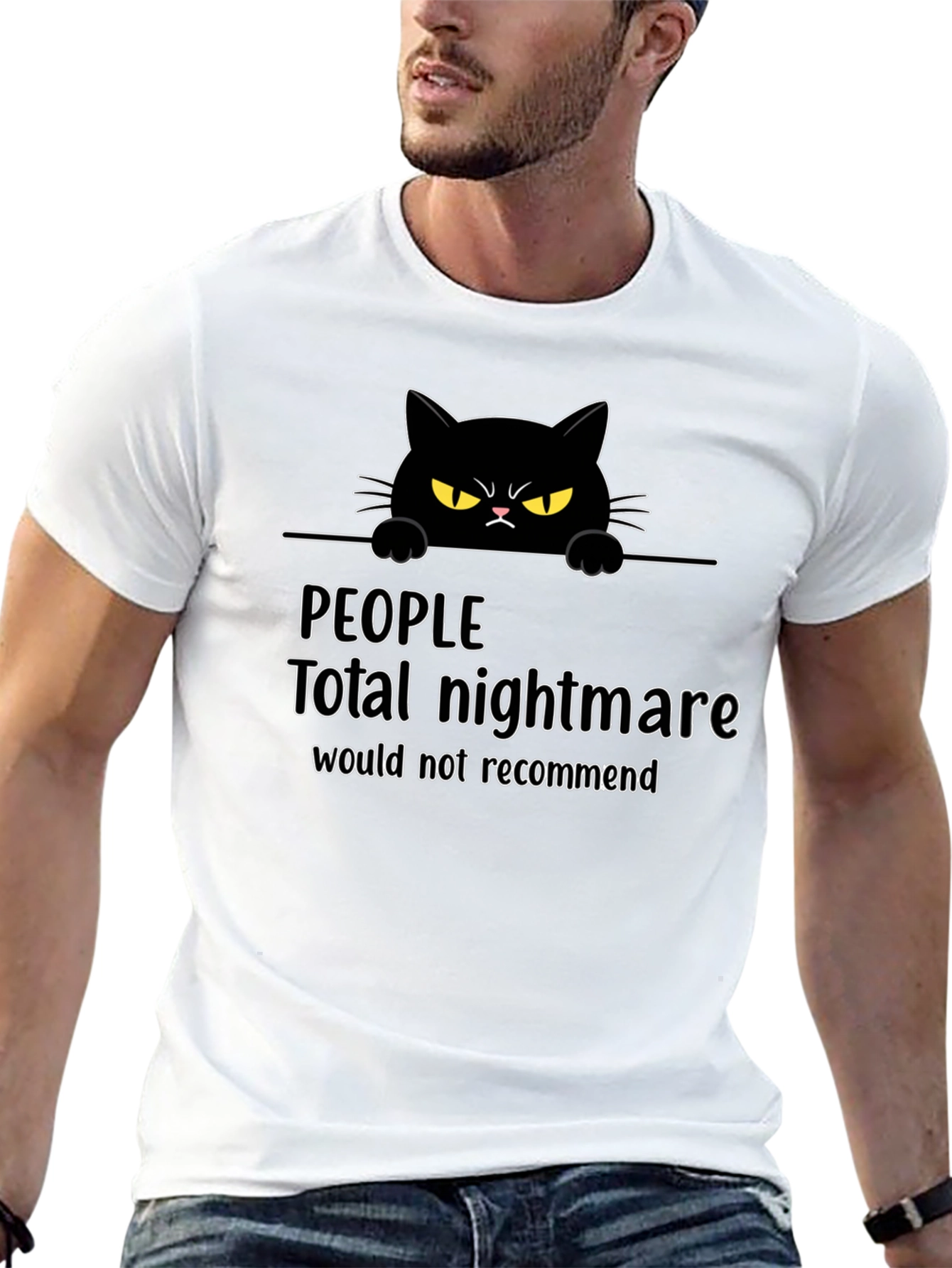 Funny Cat Graphic T-Shirt: Total Nightmare
