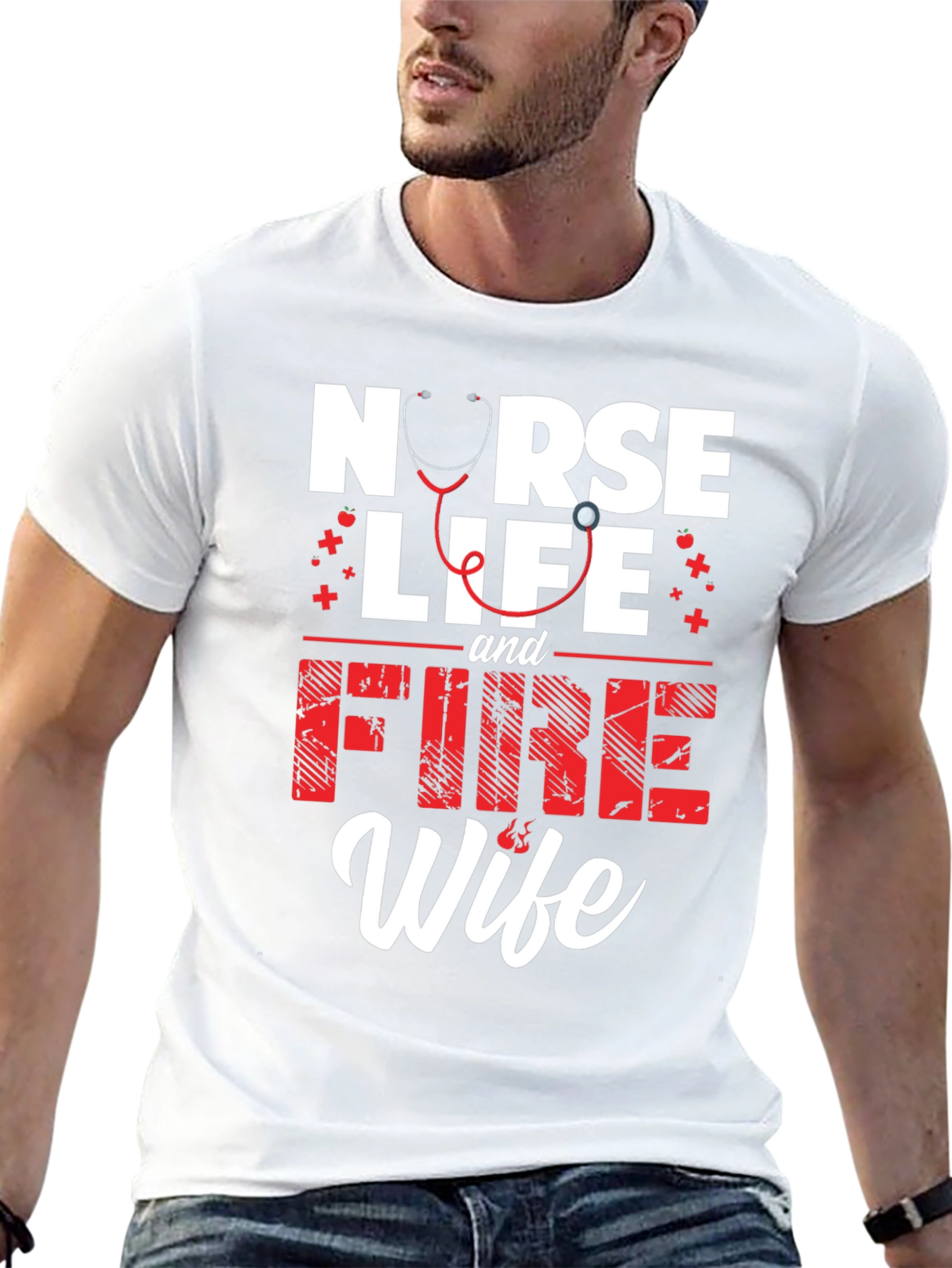 Nurse Life & Fire Wife Graphic T-Shirt
