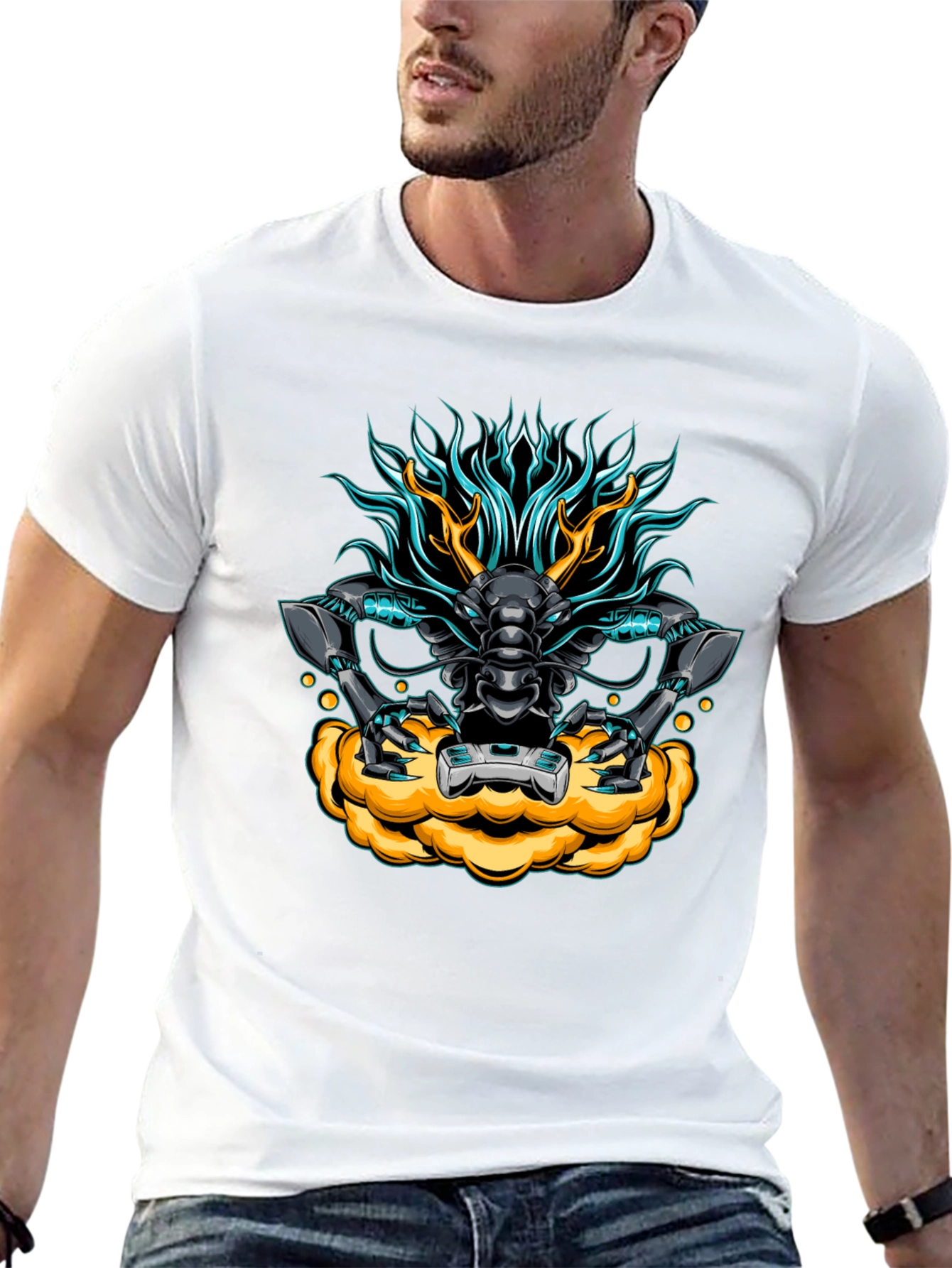 Cyberpunk Dragon Graphic Tee - Black