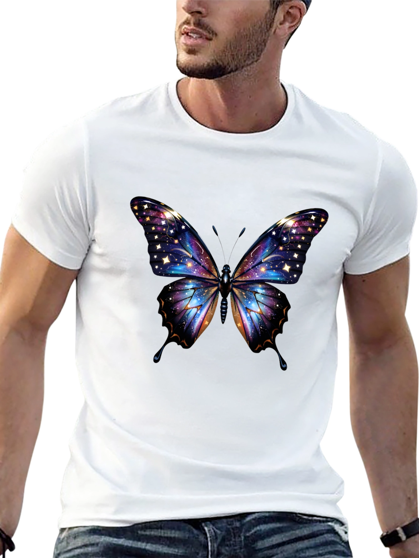 Galaxy Butterfly Graphic Tee - Unique Cosmic Design