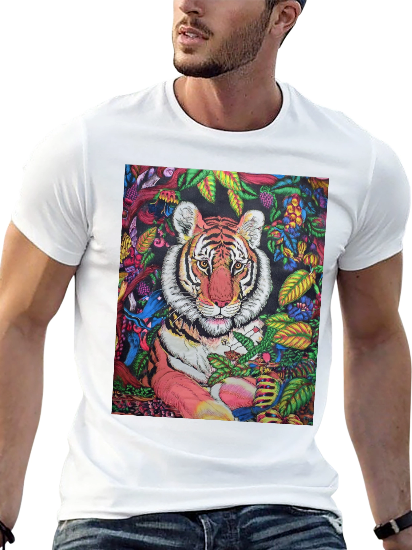 Tiger Jungle Graphic Black T-Shirt