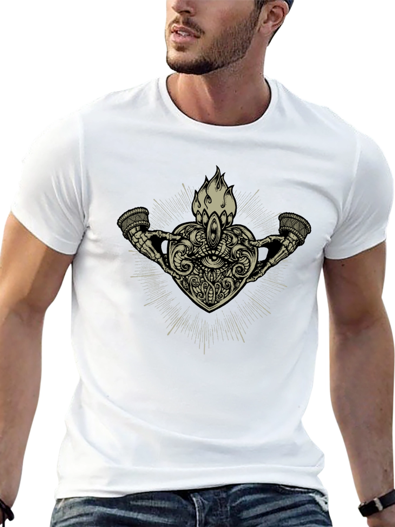 Mystic Heart Graphic Tee - Black Cotton Shirt